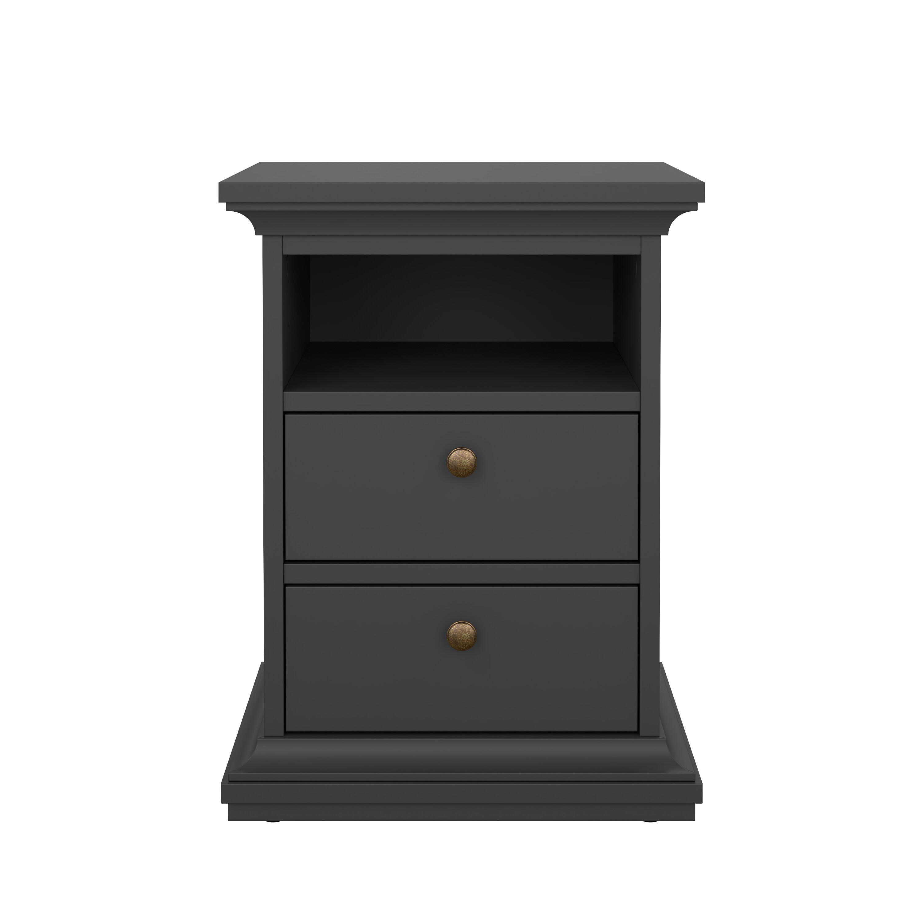 tvilum paris sängbord - grått trä, med 2 lådor och 1 fack