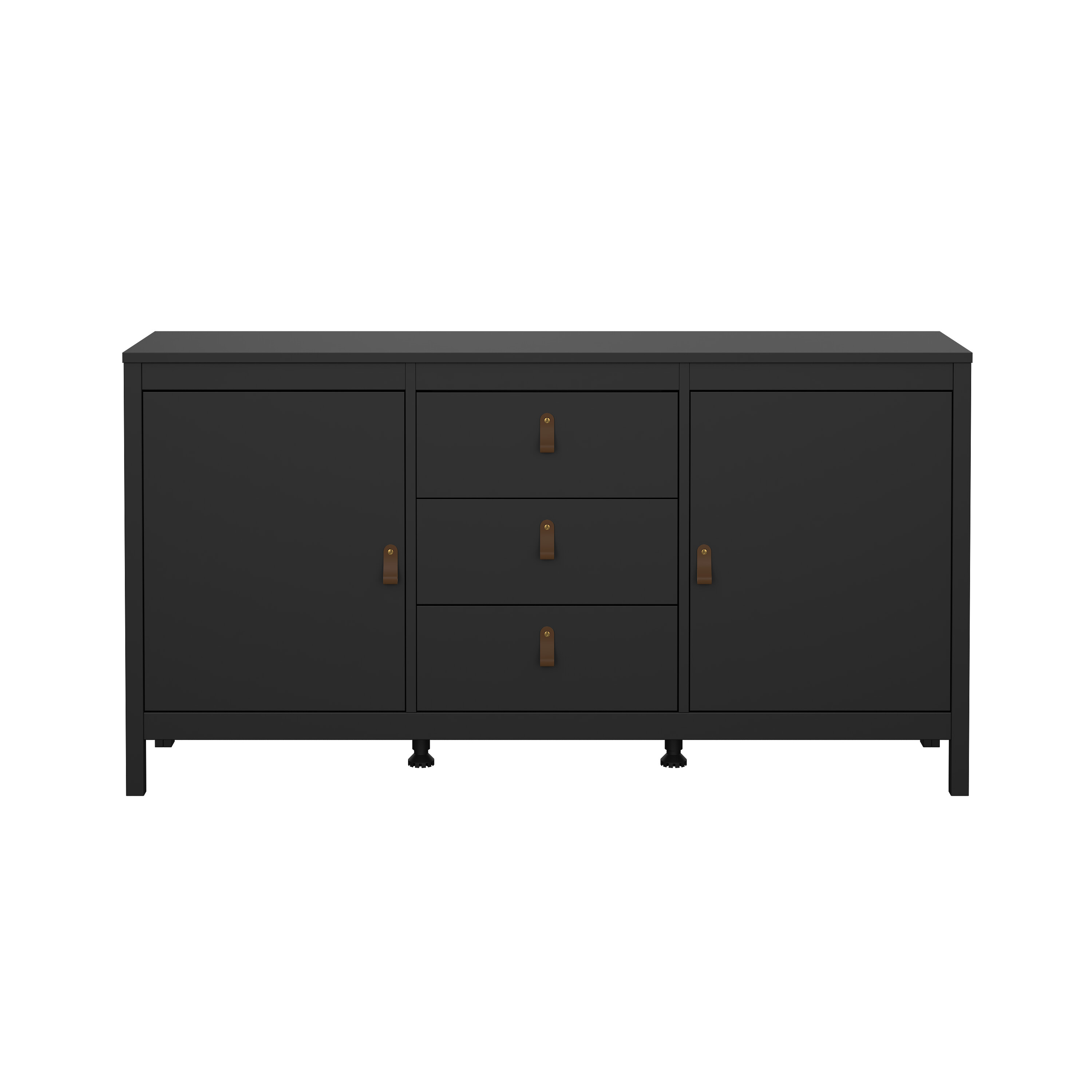 TVILUM Madrid skænk, m. 2 låger, 2 hylder og 3 skuffer - matsort træ