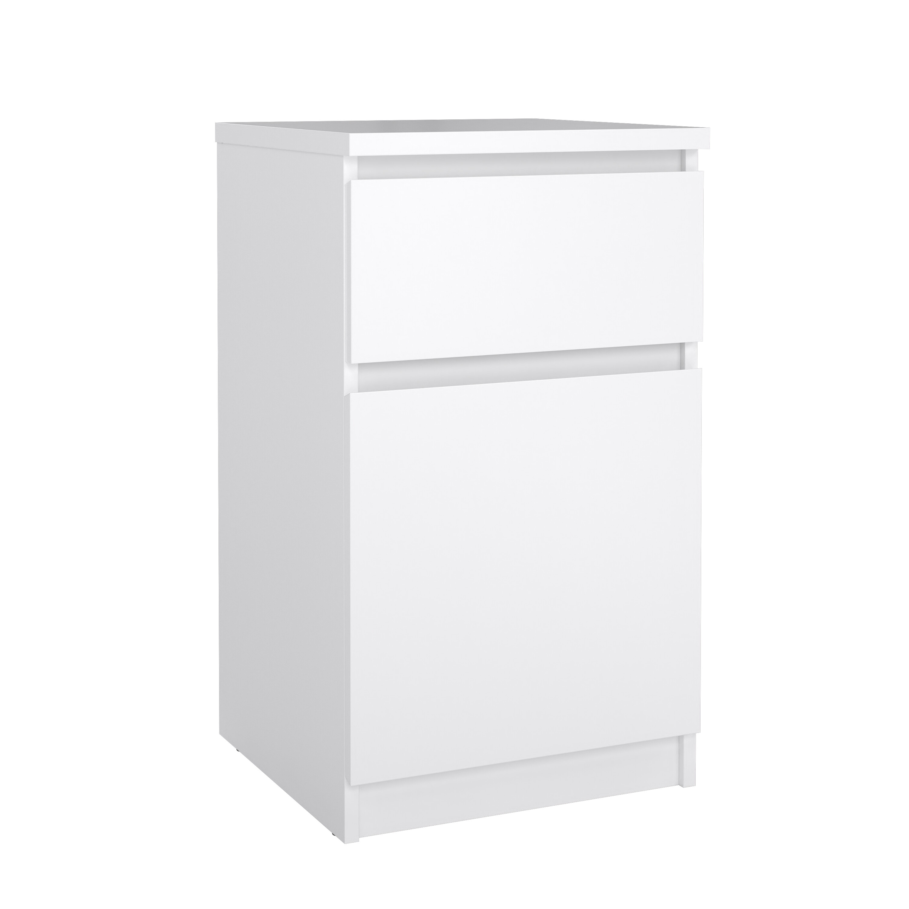 TVILUM Naia natbord, m. 1 låge og 1 skuffe - hvid højglans træ (40,4x40)