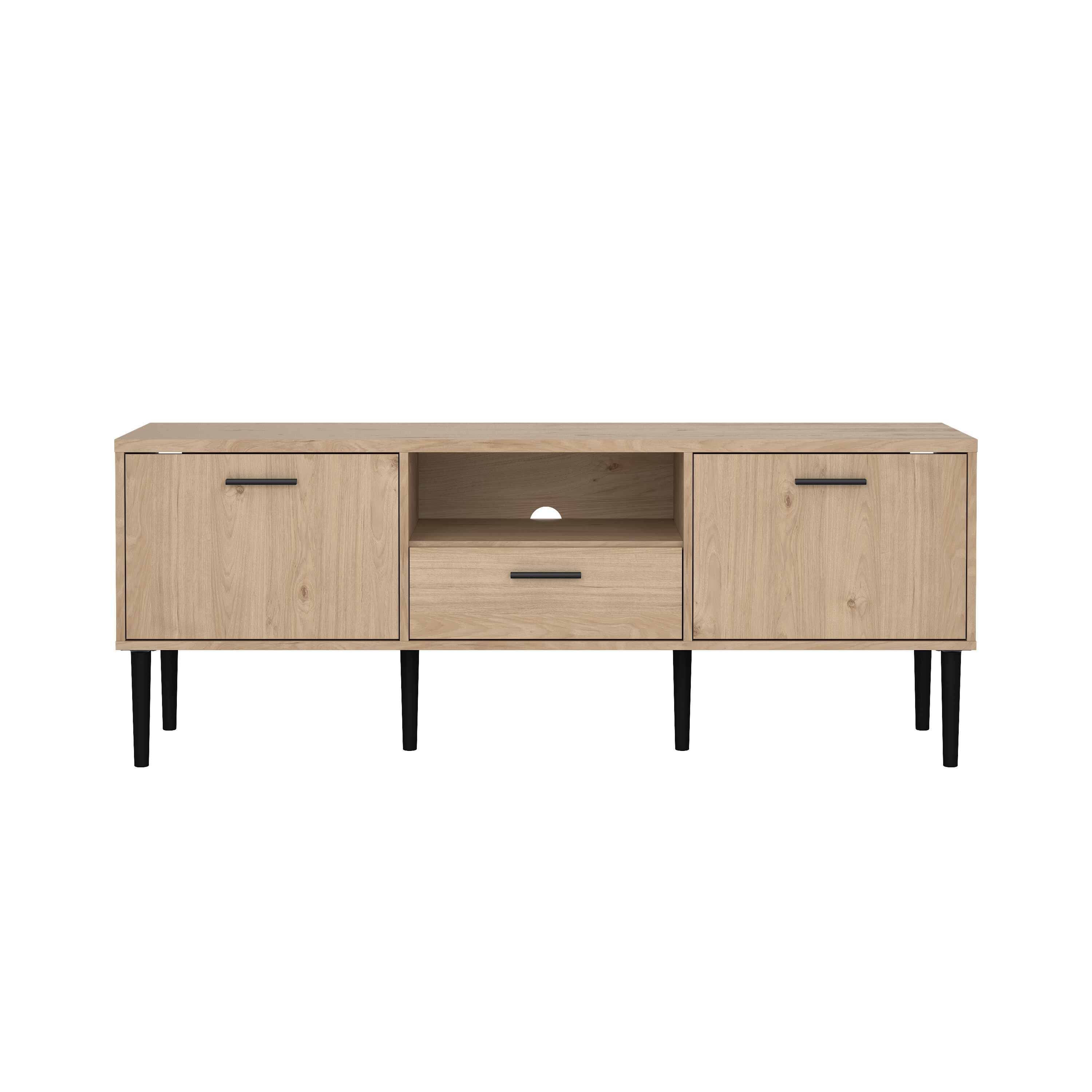 TVILUM Media TV-bord, m. 2 låger, 1 rum, 2 hylder, 1 skuffe - Jackson Hickory folie (147,5x39,8)