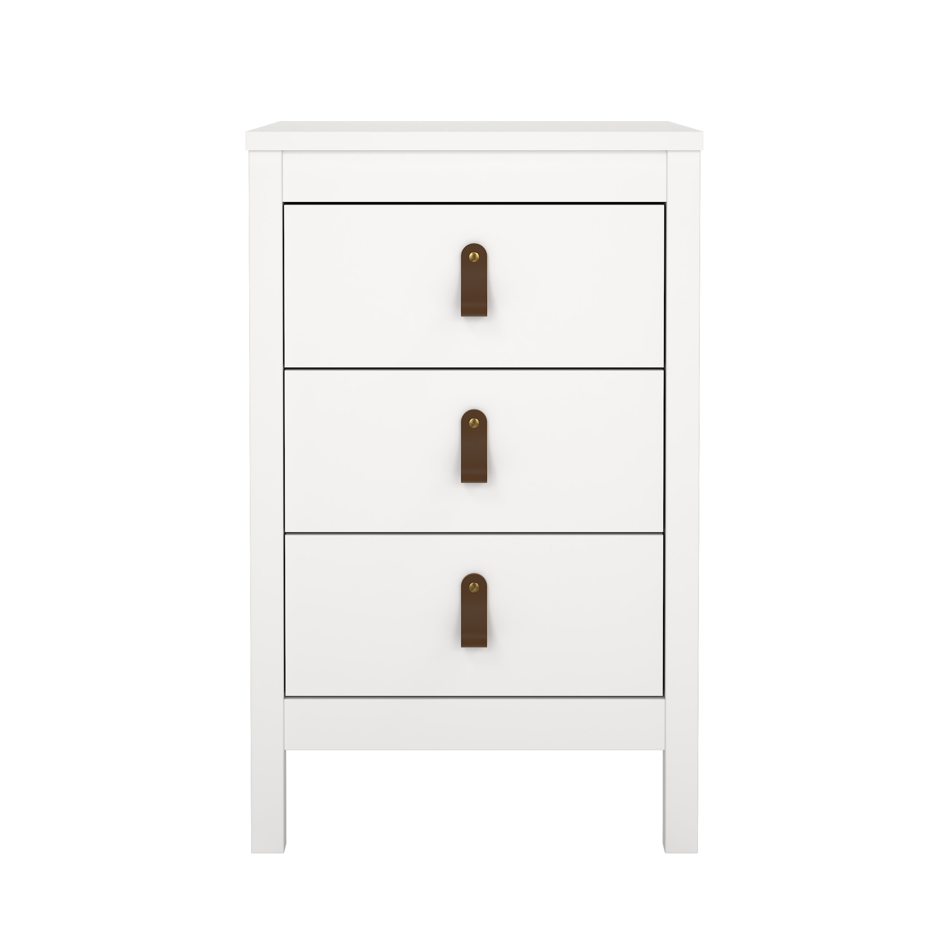 TVILUM Madrid natbord, m. 3 skuffer - hvid træ (43,8x38,4)