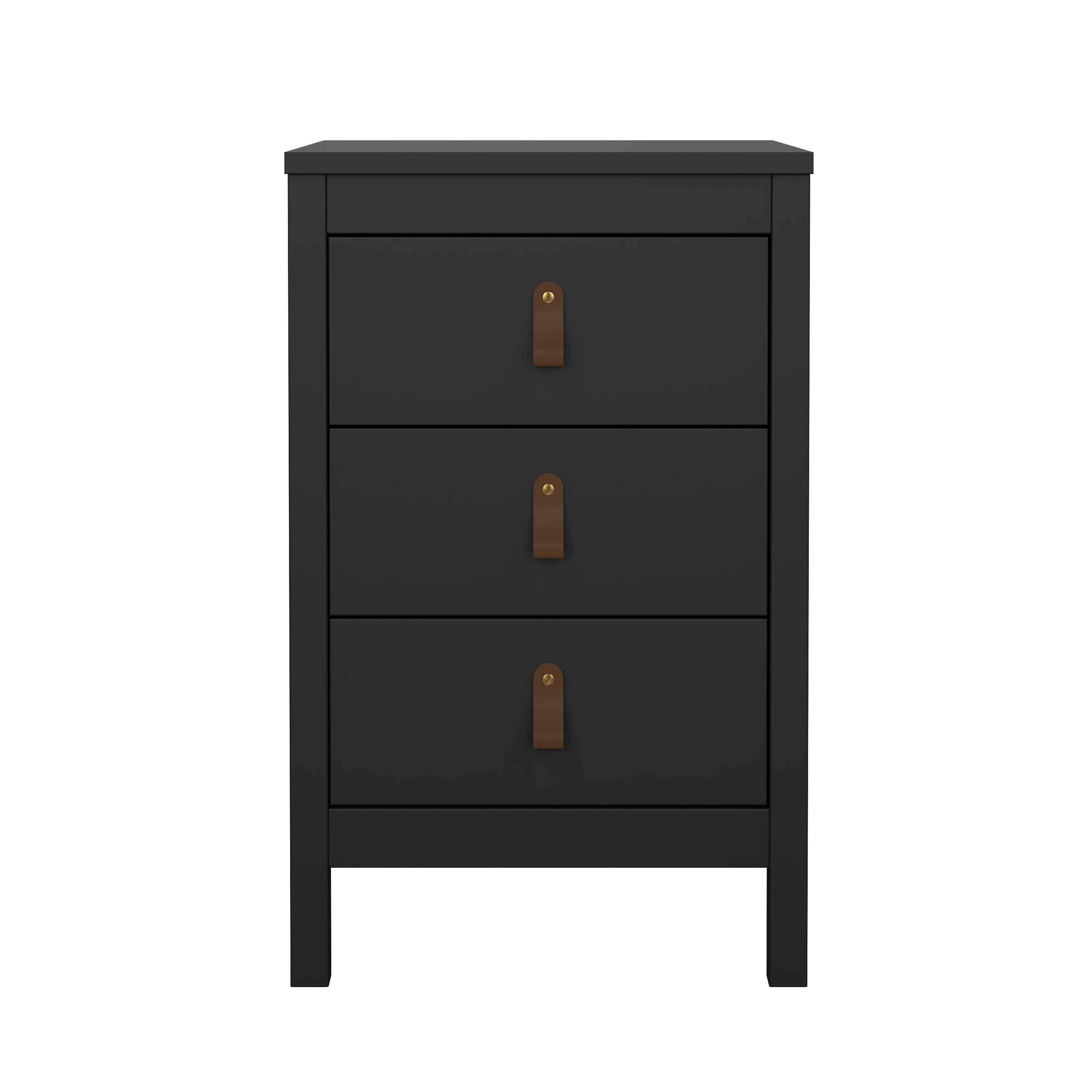 TVILUM Madrid natbord, m. 3 skuffer - matsort træ (43,8x38,4)