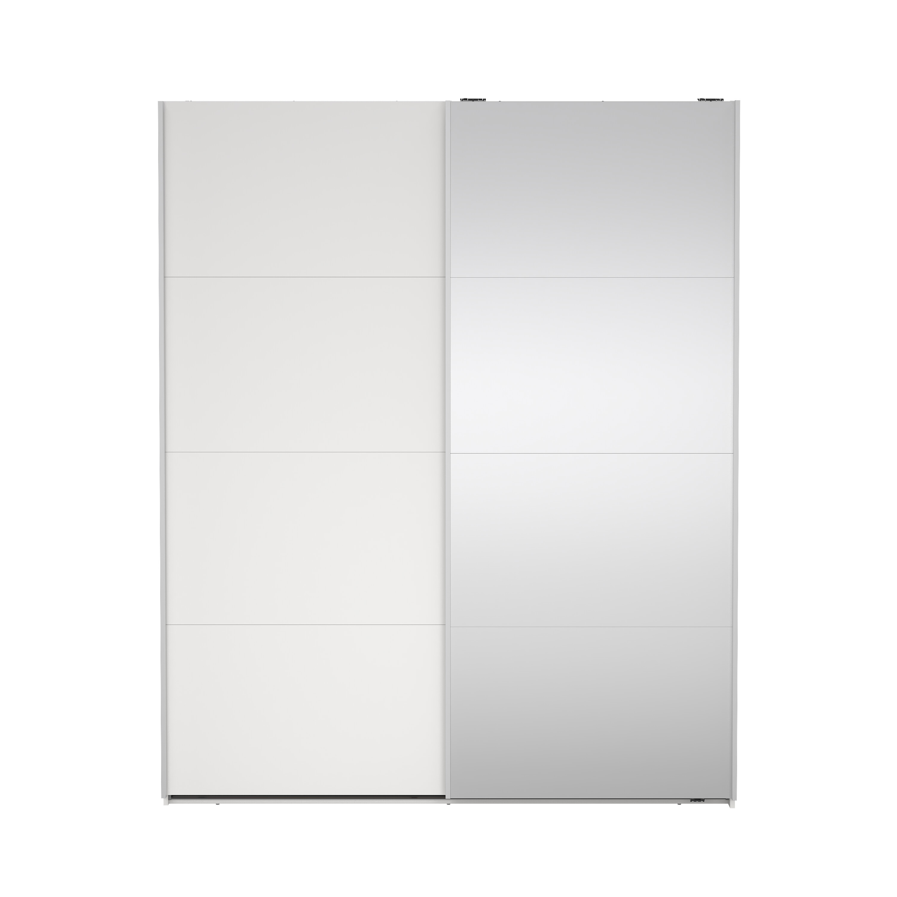 TVILUM Bergamo garderobeskab, m. 1 skydelåge, 1 spejlskydelåge, 2 bøjlestænger, 2 hylder 180x220cm - hvid træ