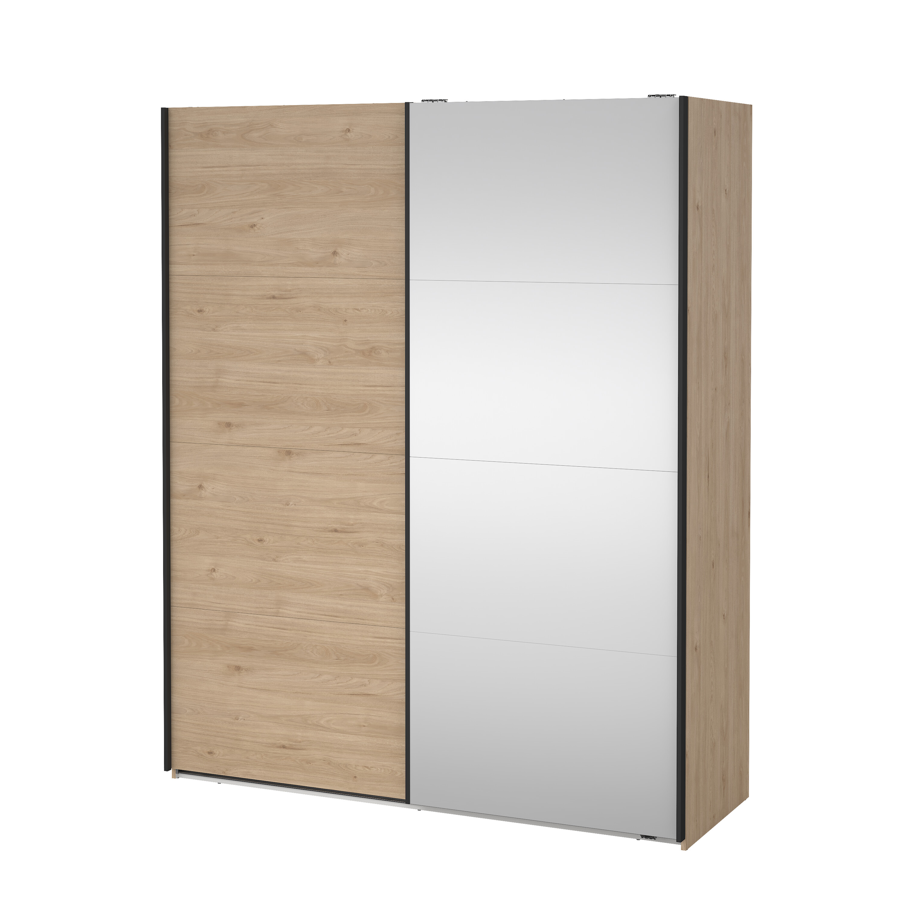 tvilum bergamo garderob med 1 skjutdörr + 1 skjutdörr med spegel 180 x 220 cm - paket