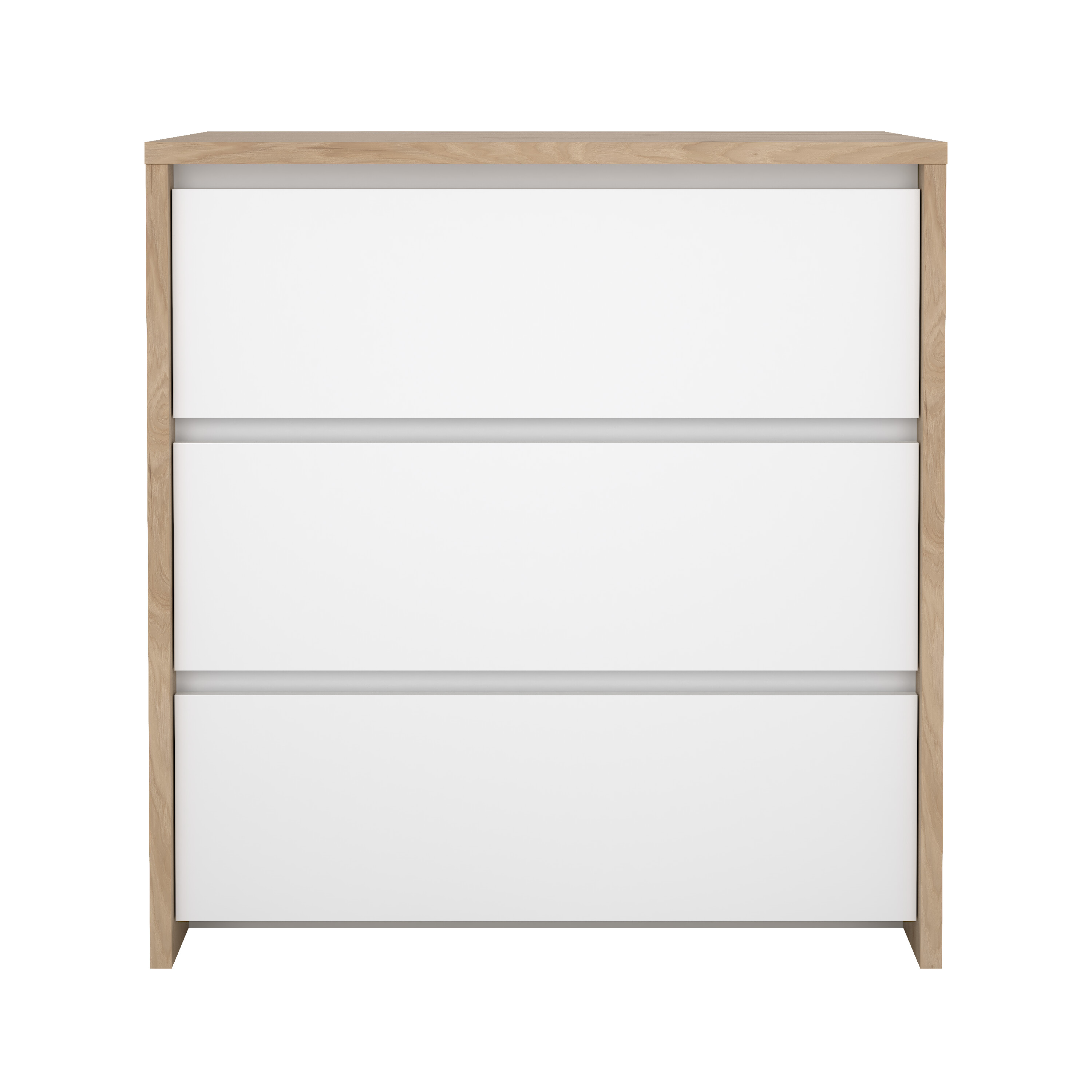 TVILUM Next kommode, m. 3 skuffer - Jackson Hickory og hvid højglans træ billede