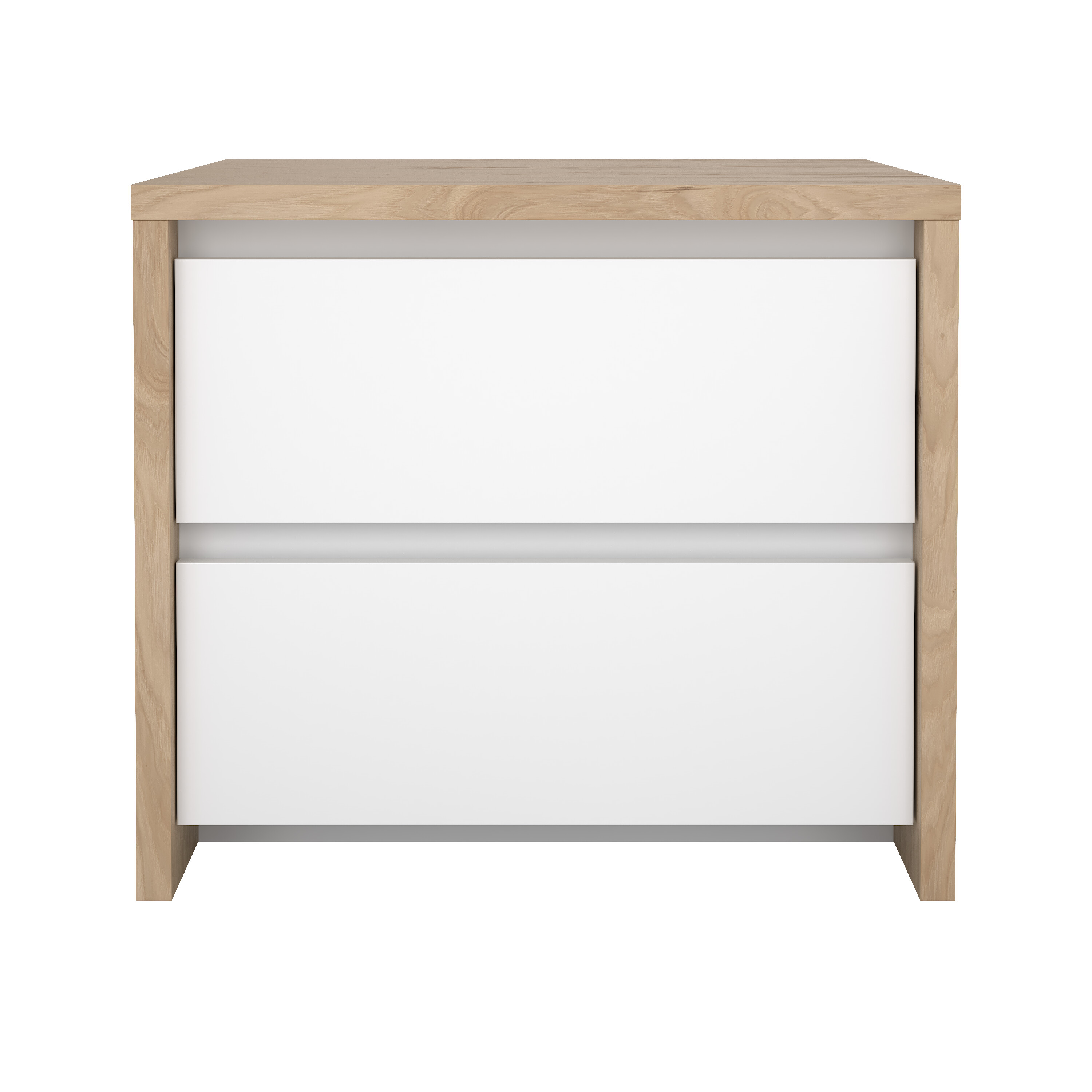 TVILUM Next natbord, m. 2 skuffer - - Jackson Hickory og hvid højglans træ (51,6x48,1)