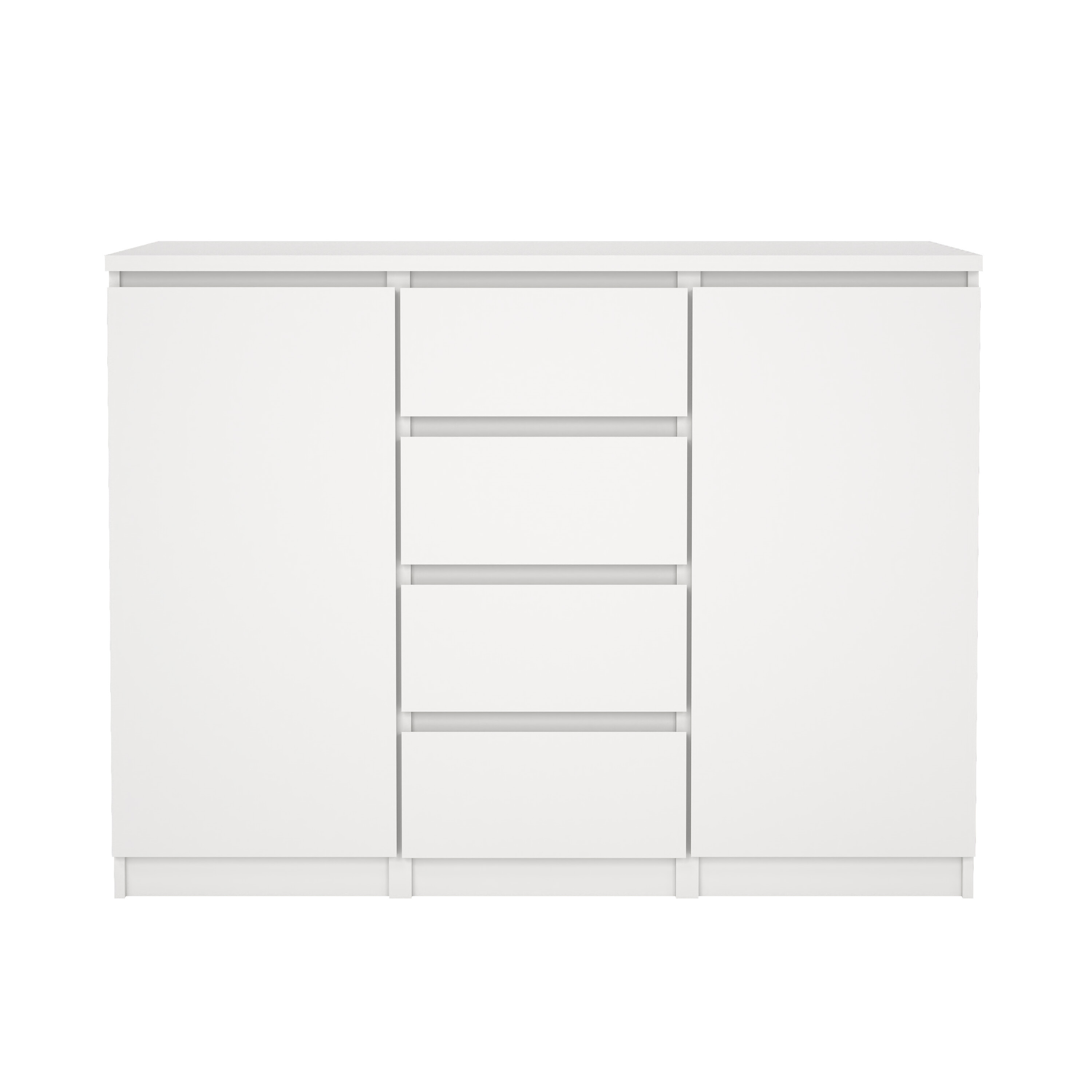 TVILUM Naia skænk, m. 2 låger, 2 hylder og 4 skuffer - hvid træ