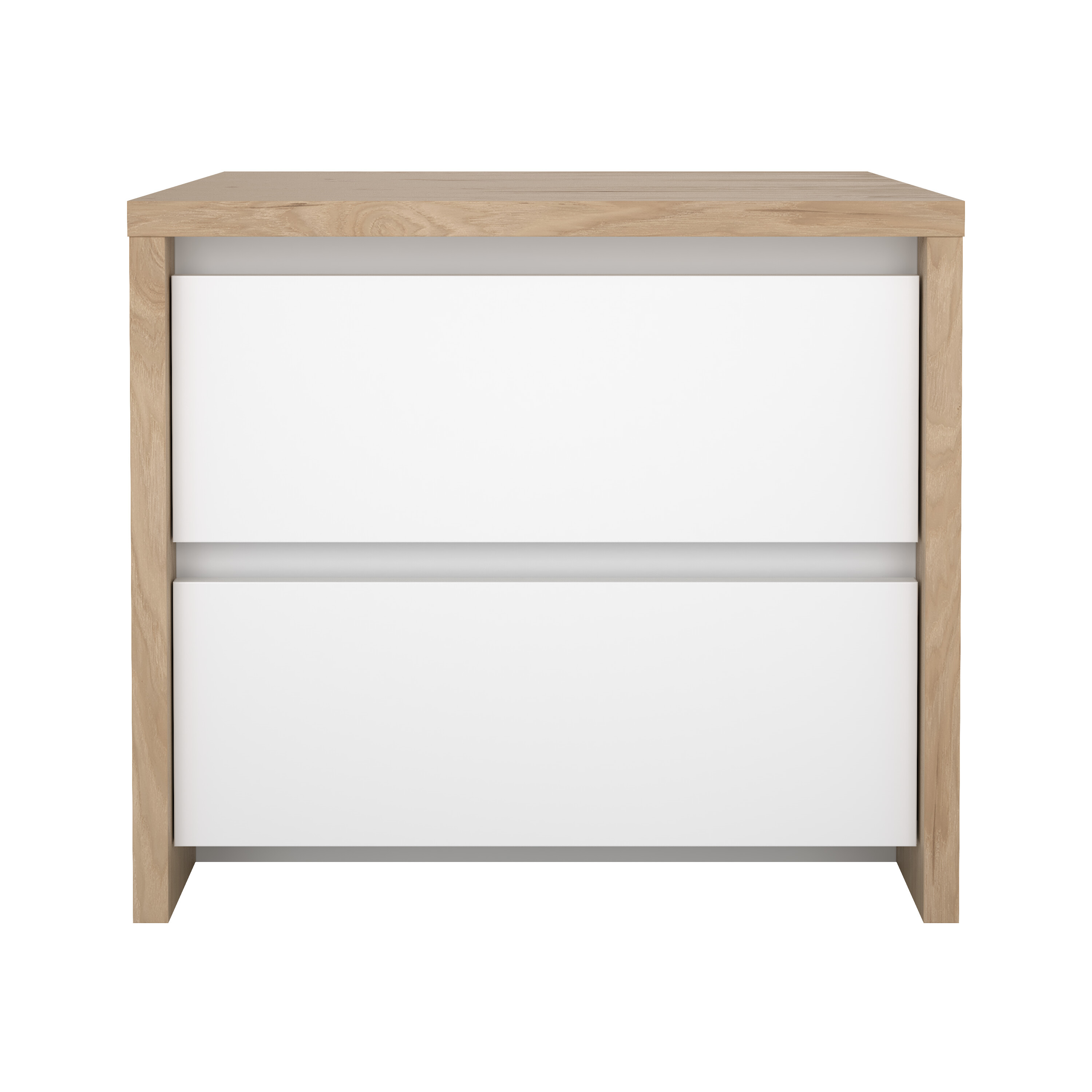 TVILUM Next natbord, m. 2 skuffer - - Jackson Hickory og hvid højglans træ (51,6x48,1)