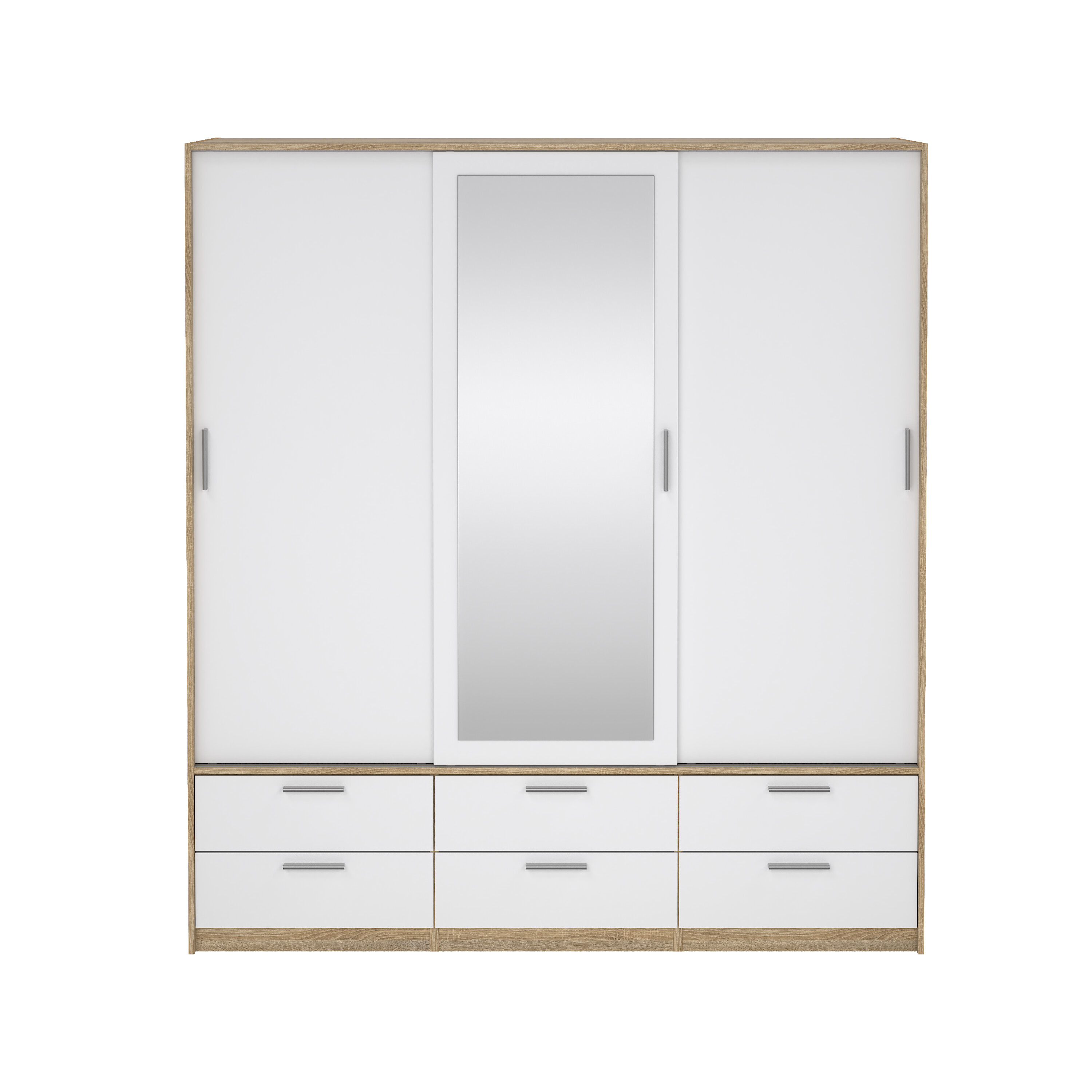 tvilum line garderob med 3 dörrar + 6 lådor - paket