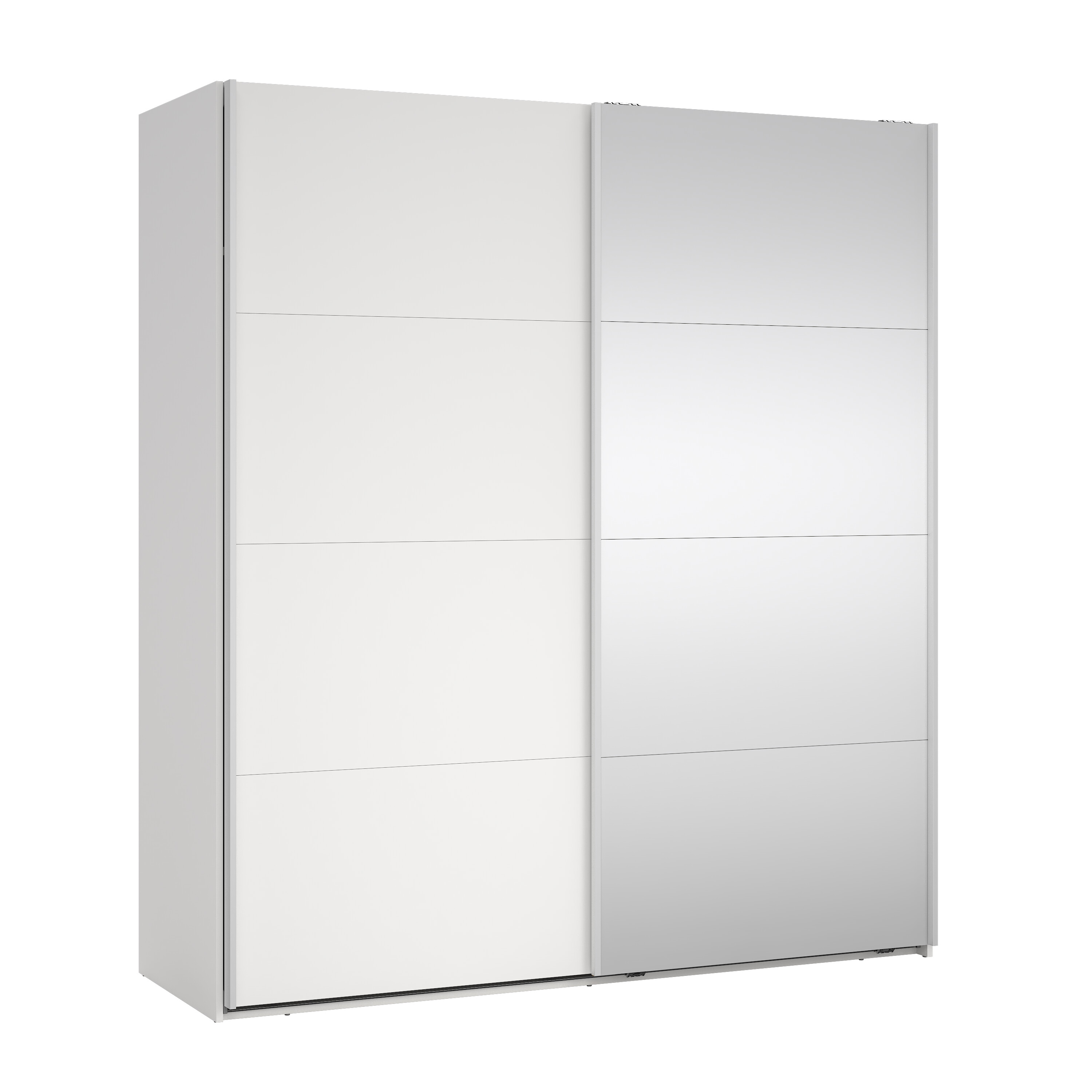 tvilum bergamo garderob med 1 skjutdörr + 1 skjutdörr med spegel 180 x 200 cm - paket