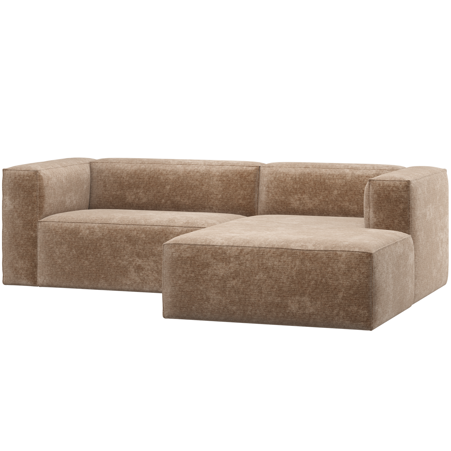 WOOOD Chaiselongsofa højre Chenille velour taupe