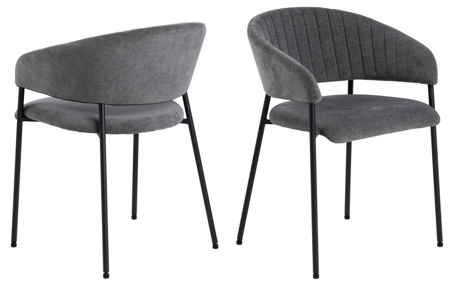 ACT NORDIC Ann spisebordsstol, m. armlæn - mørkegrå polyester og sort metal