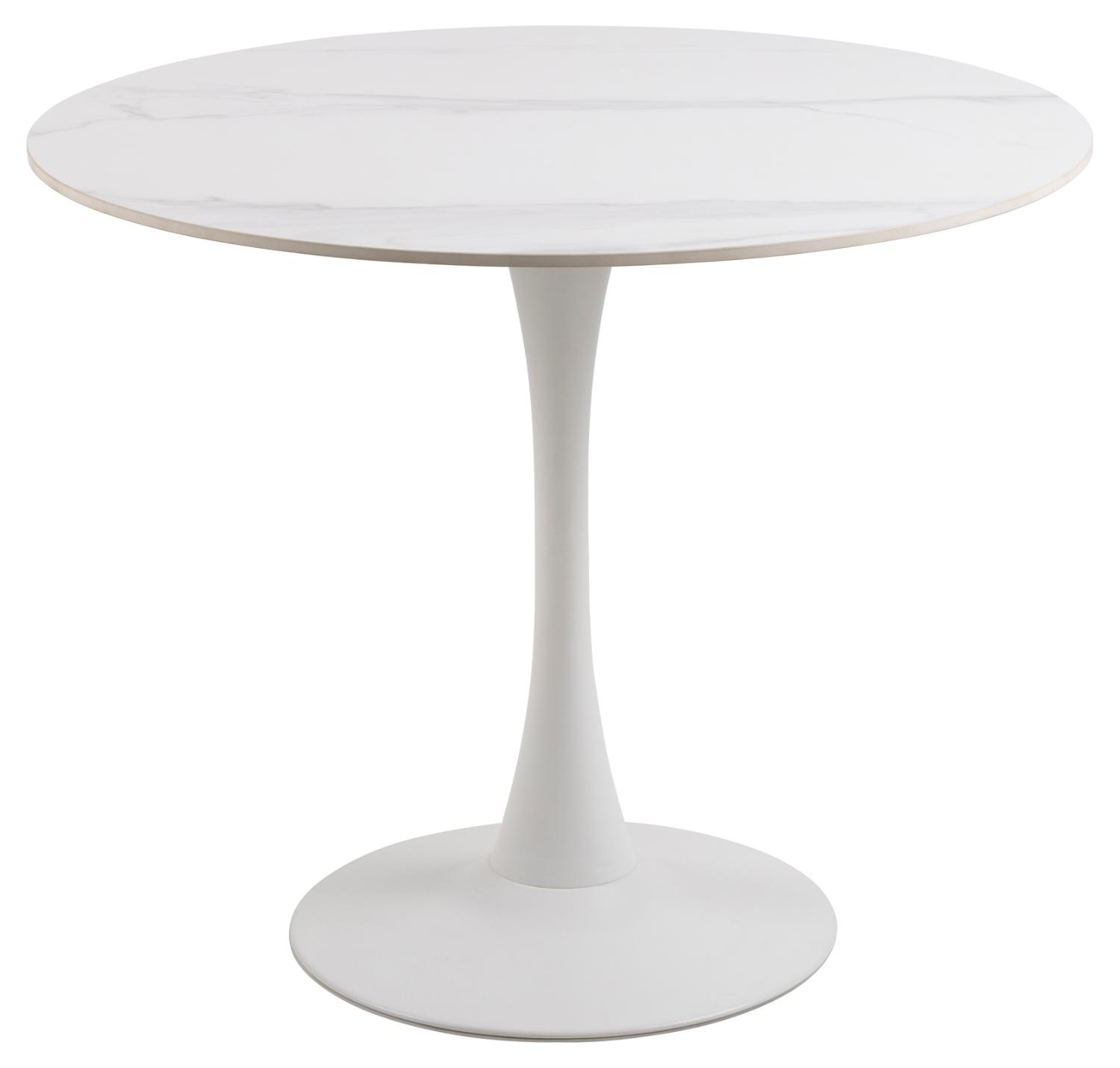 ACT NORDIC Malta spisebord, rund - hvid Unico keramik og hvid metal (Ø90)