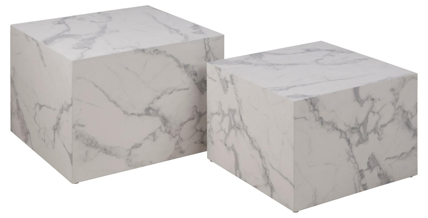 ACT NORDIC Dice sofabord, kvadratisk - hvid Carrara marmorpapir (sæt af 2)