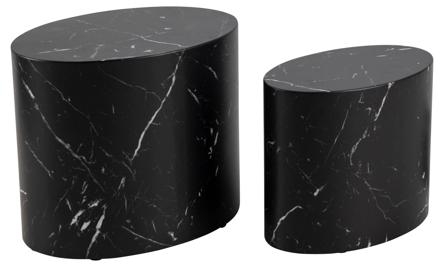 ACT NORDIC Mice sofabord, oval - sort Marquina marmorpapir (sæt af 2)