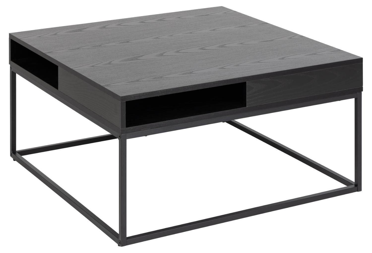 ACT NORDIC Willford soffbord, m. 1 rum, fyrkantigt - svart ask melamin och svart metall