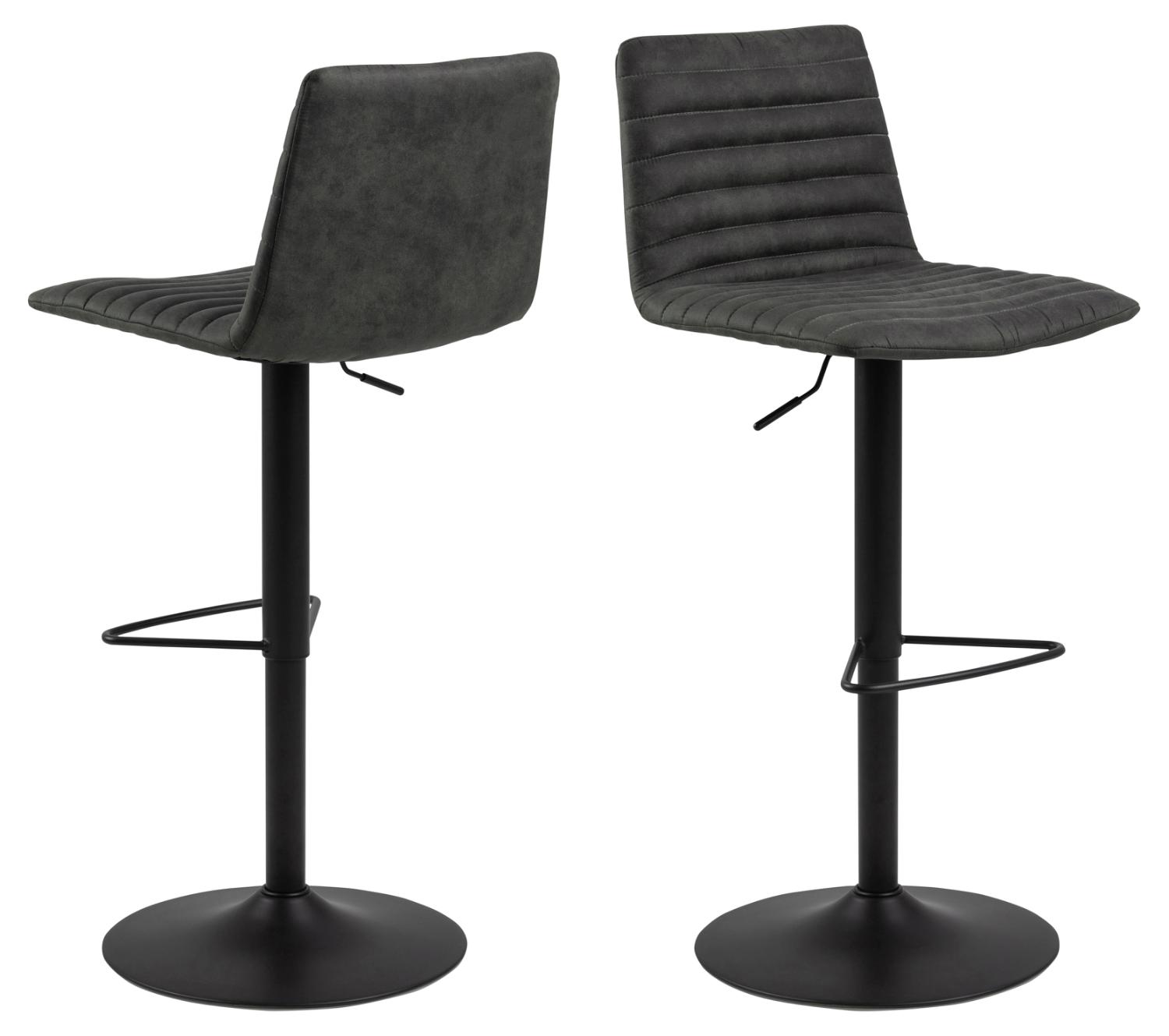 ACT NORDIC Kimmy barstol, m. ryglæn, fodstøtte, drejefunktion - antracitgrå stof og sort metal