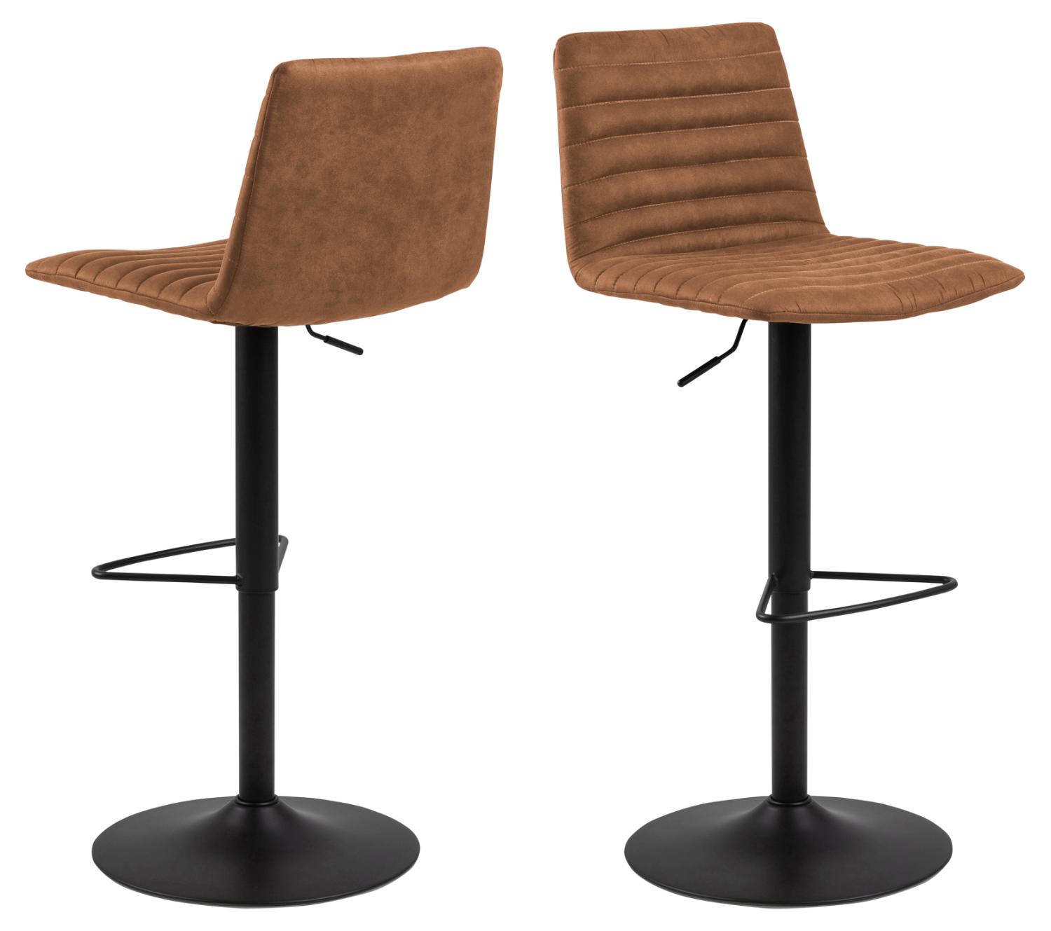 ACT NORDIC Kimmy barstol, m. ryglæn, fodstøtte, drejefunktion - camel brun stof og sort metal