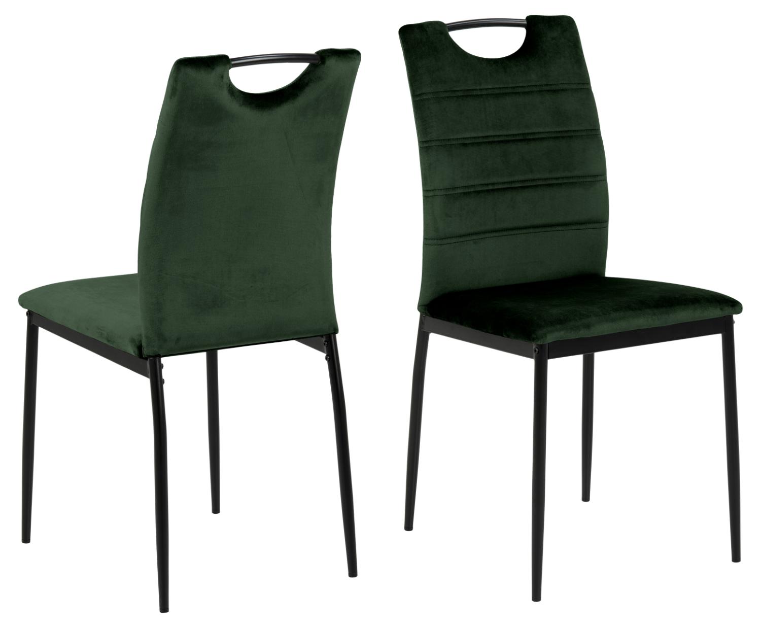 ACT NORDIC Dia spisebordsstol, m. håndtag - mørkegrøn polyester og sort metal