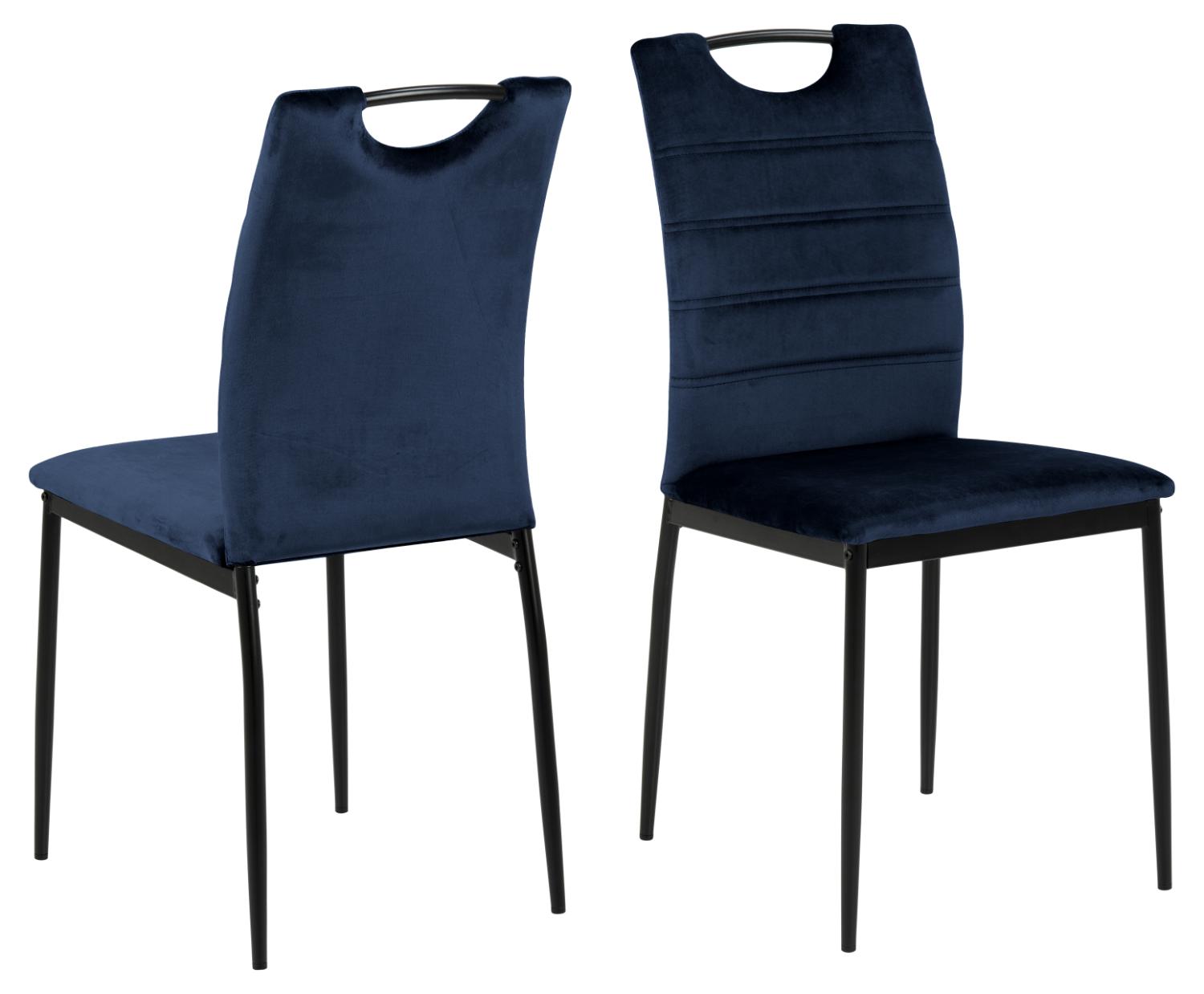 ACT NORDIC Dia spisebordsstol, m. håndtag - mørkeblå polyester og sort metal