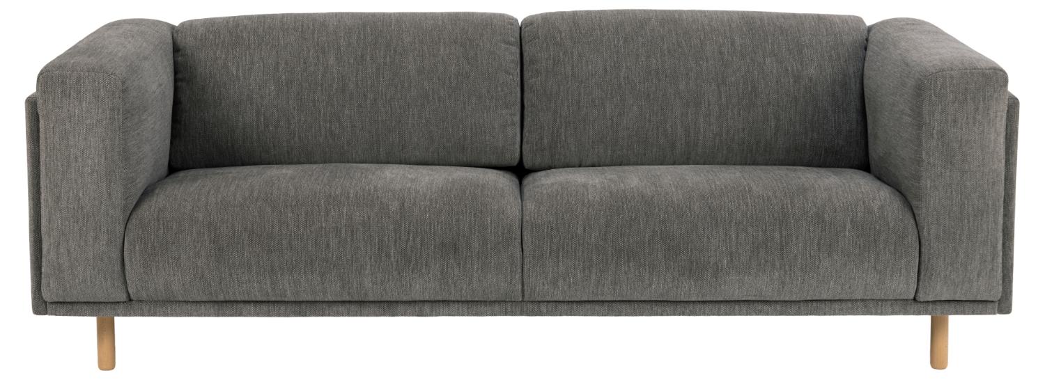SOFFKONCEPT Elea 3-personers soffa - antracitgrått tyg och bok natur