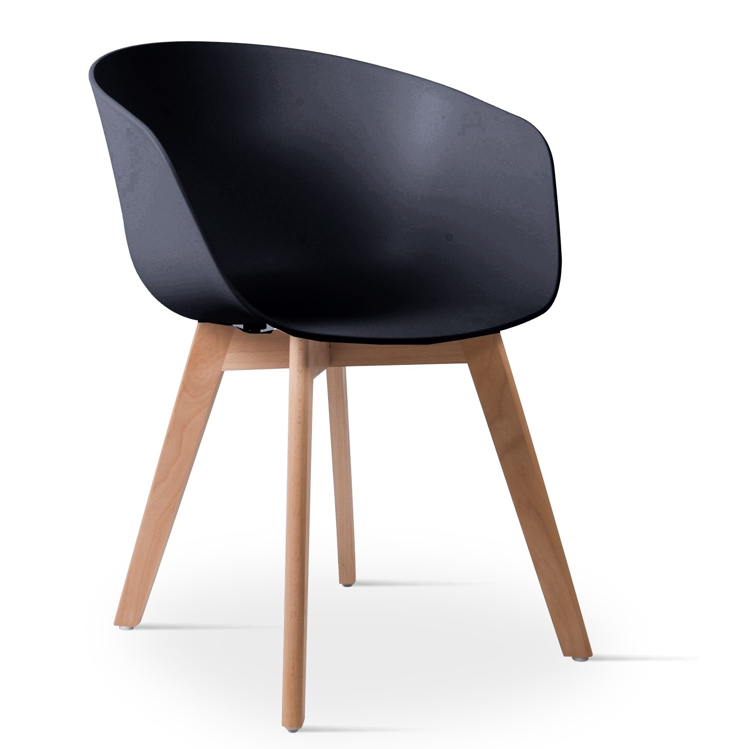NORDLYS Alborg matbordsstol, med armstöd - svart polypropen och naturligt trä