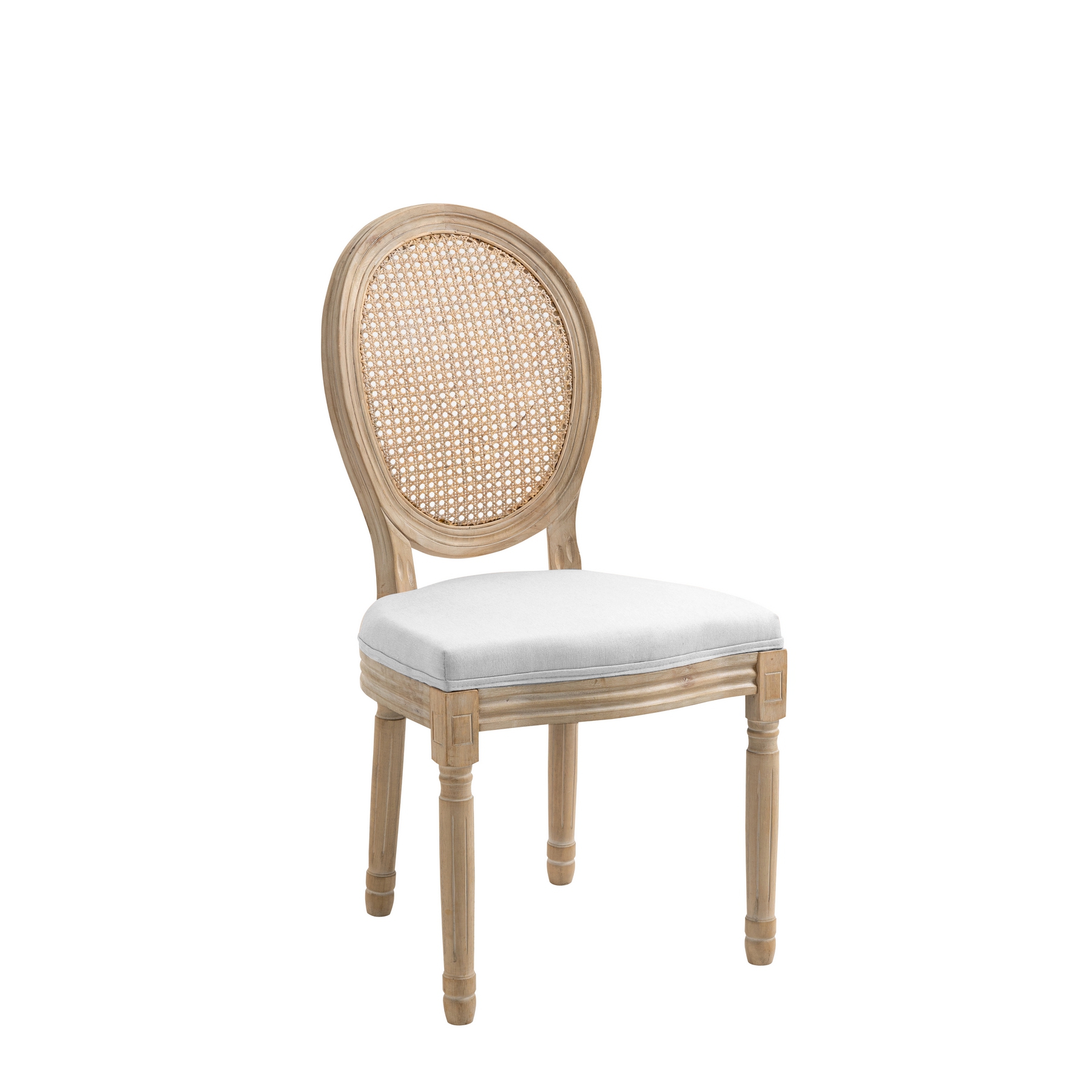 NORDLYS Richelieu spisebordsstol - grå stof, rattan og gummitræ