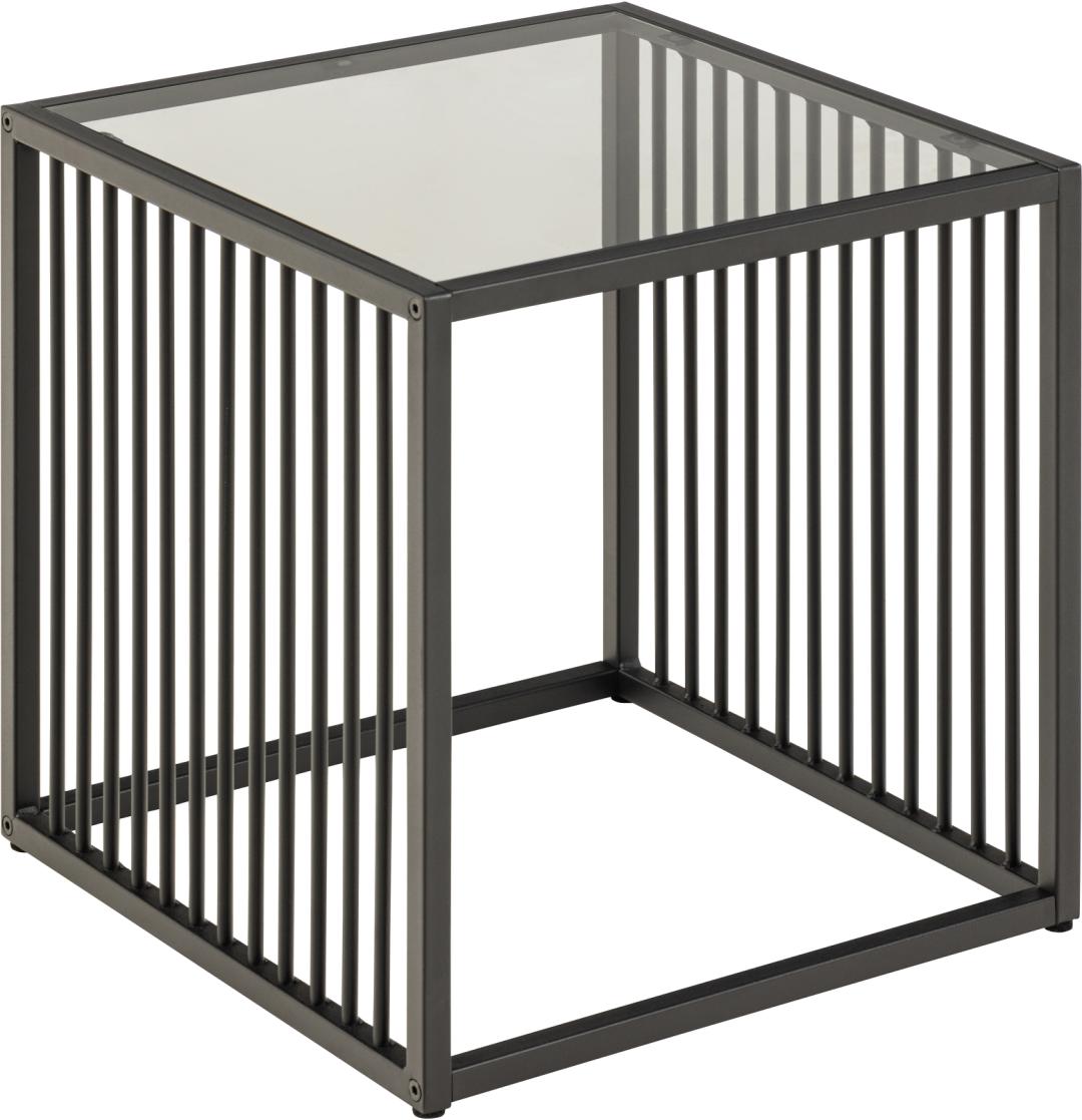 ACT NORDIC Strington sidebord, kvadratisk - røgfarvet glas og sort stål (40x40)