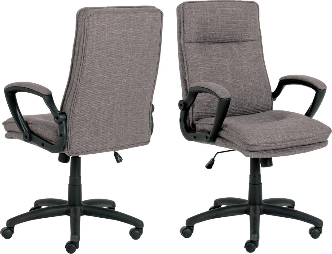 ACT NORDIC Brad skrivebordsstol, m armlæn, hjul, dreje- og vippefunktion - gråbrun stof/sort nylon