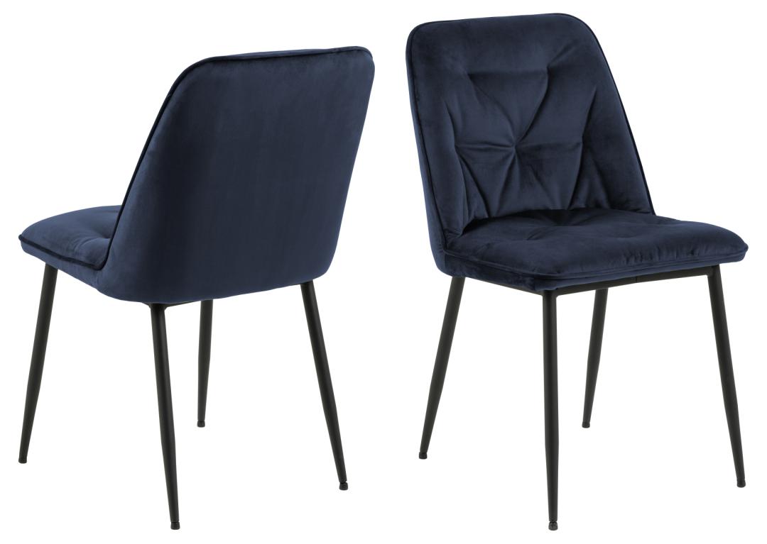 ACT NORDIC Brooke spisebordsstol - blå stof og sort stål