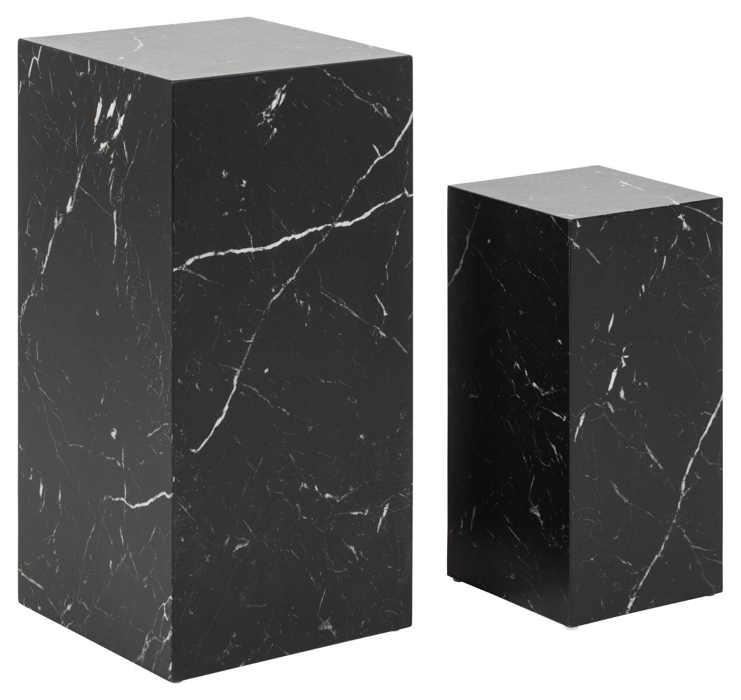 ACT NORDIC Dice pedestal, kvadratisk - sort papir med Marquina marmormønster (sæt af 2)