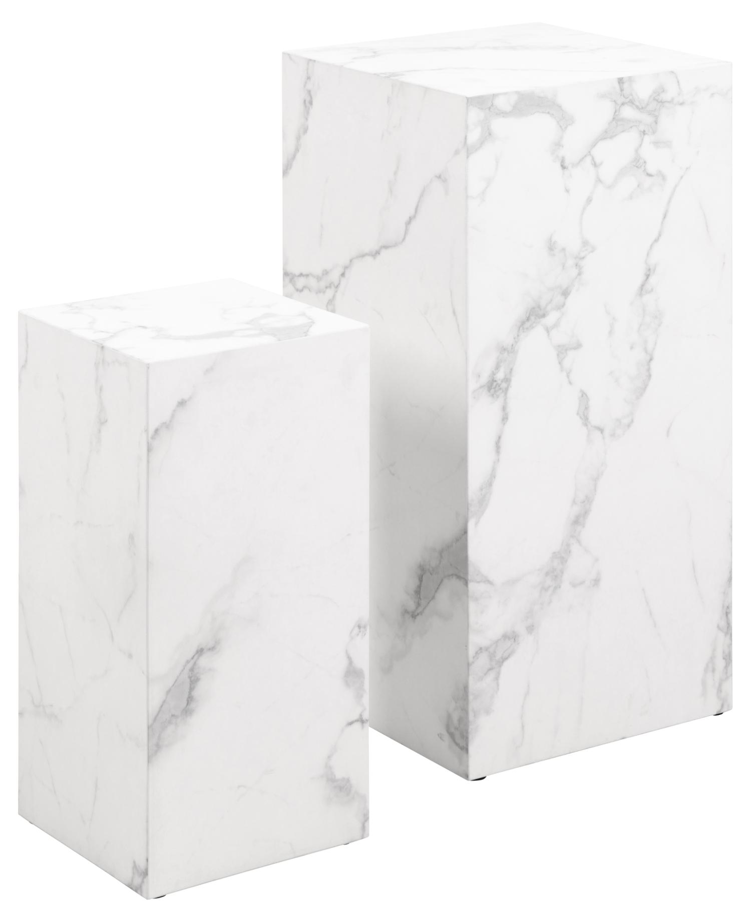 ACT NORDIC Dice pedestal, kvadratisk - hvid papir med Carrara marmormønster (sæt af 2)