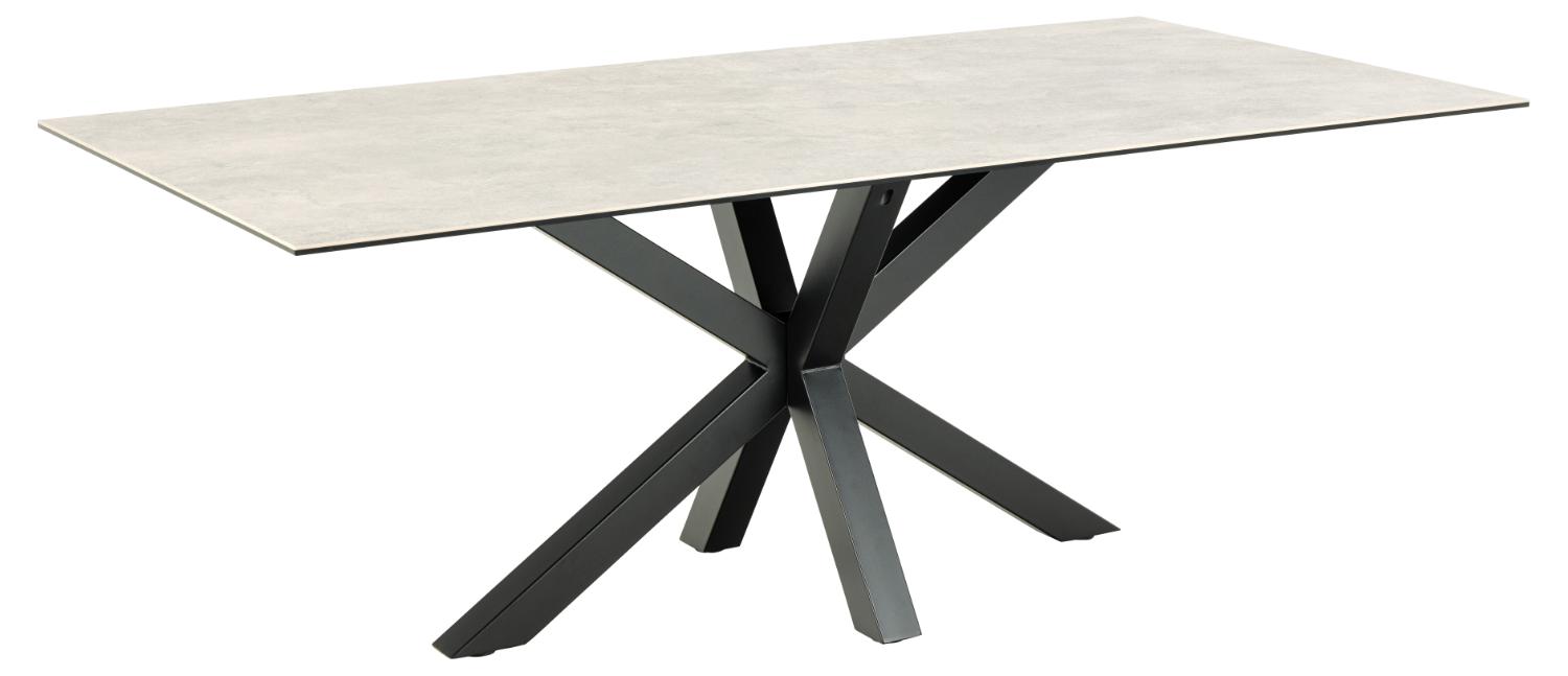 ACT NORDIC Heaven spisebord, rektangulær - grå keramik og sort stål (200x100)