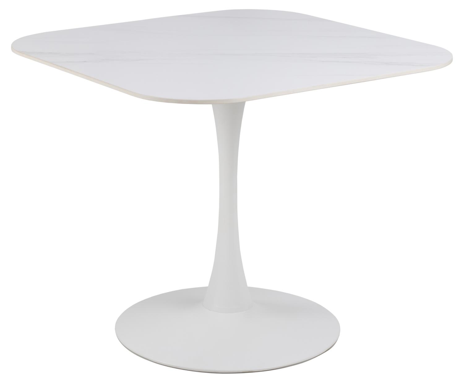 ACT NORDIC Malta spisebord, kvadratisk - hvid Unico keramik og hvid stål (90x90)