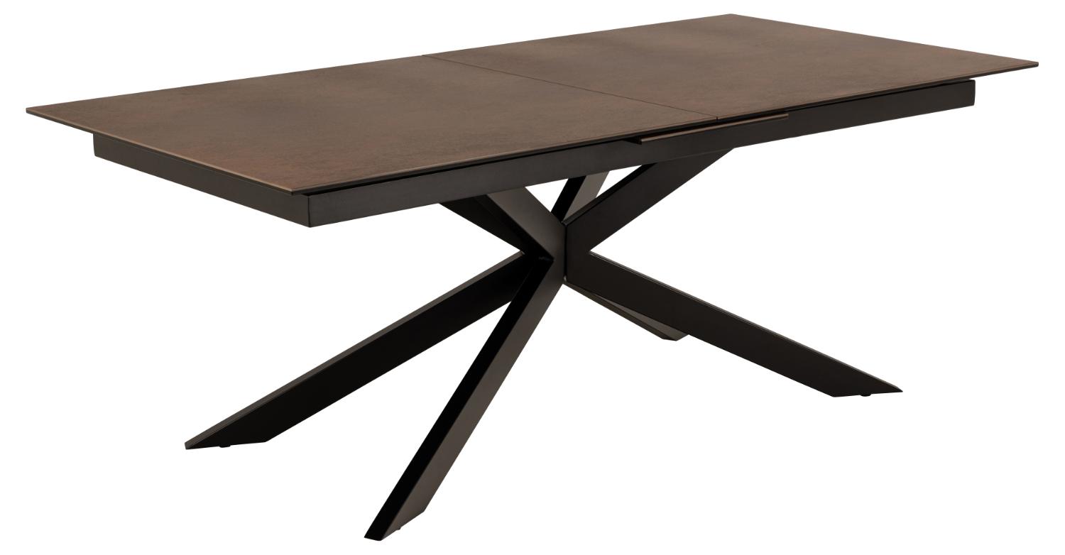 ACT NORDIC Irwine spisebord, m. 1 tillægsplade - rustbrun keramik|glas og sort stål (200/240x100)