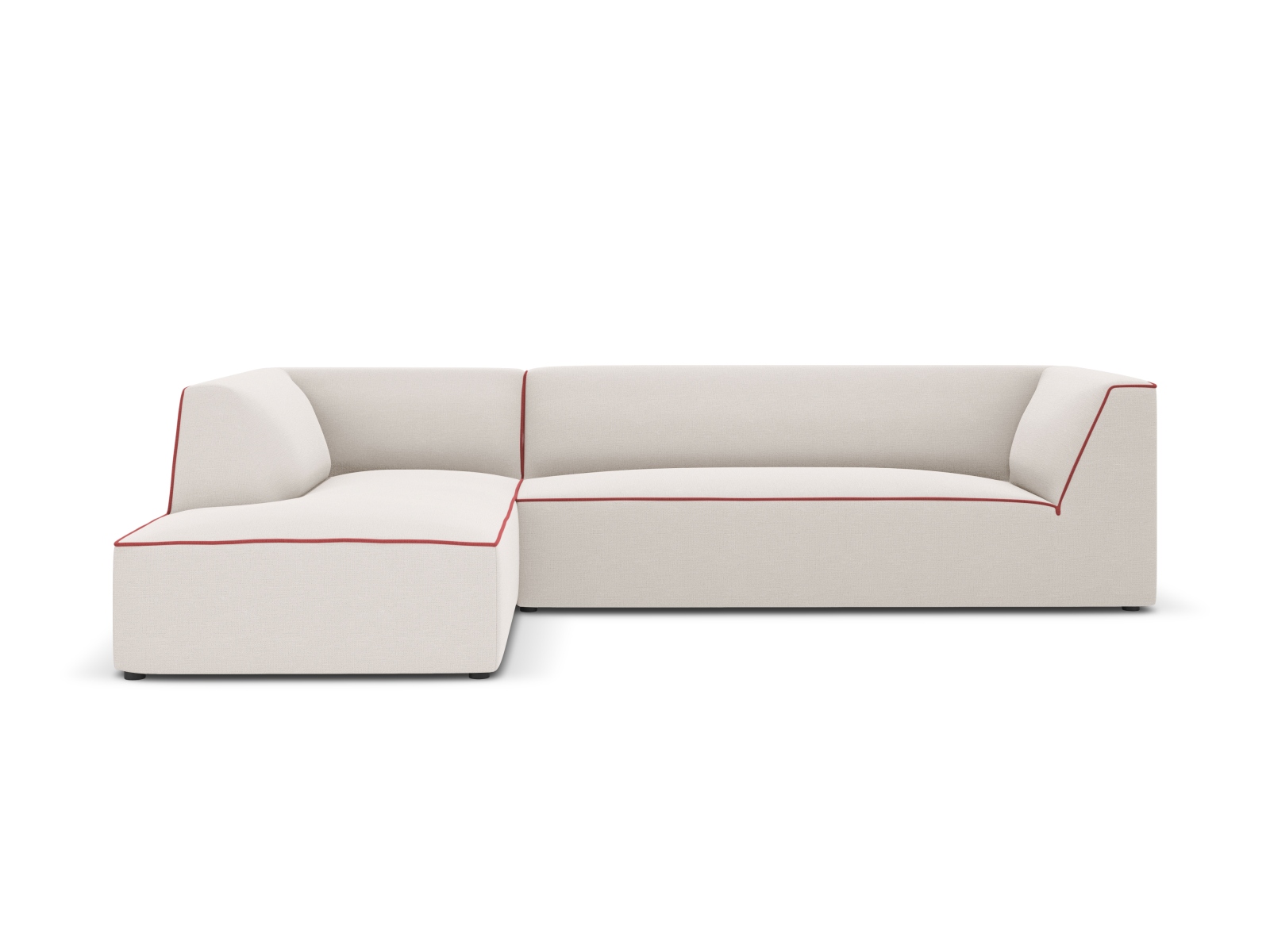 MICADONI Ruby Modul hjørnesofa, venstre, 4 sæder - beige/rød stof og sort plast