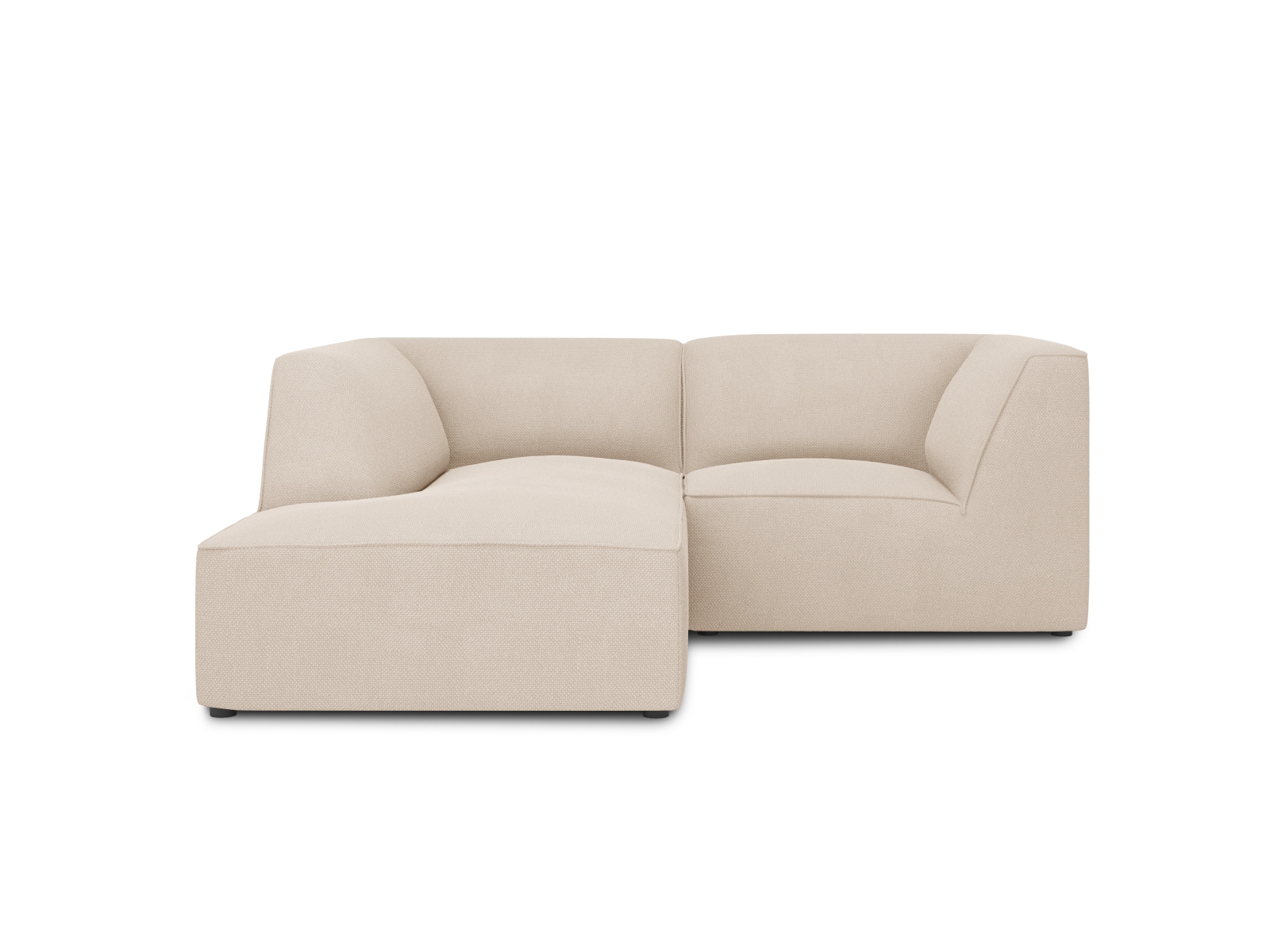 MICADONI Ruby Modul hjørnesofa, venstre, 3 sæder - beige stof og sort plast