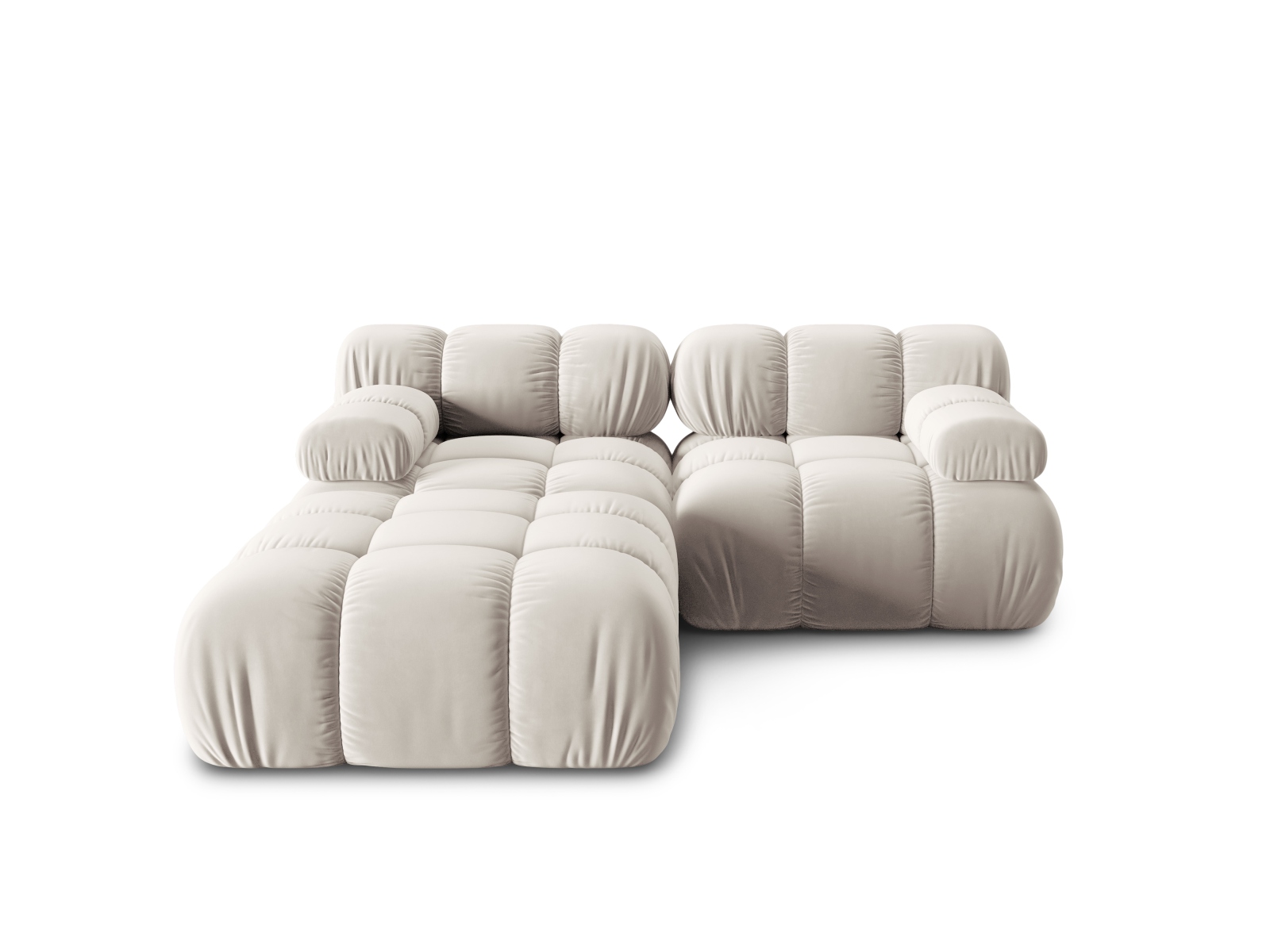 MICADONI Bellis Modul sofa, 3 sæder - beige fløjl og sort plastik