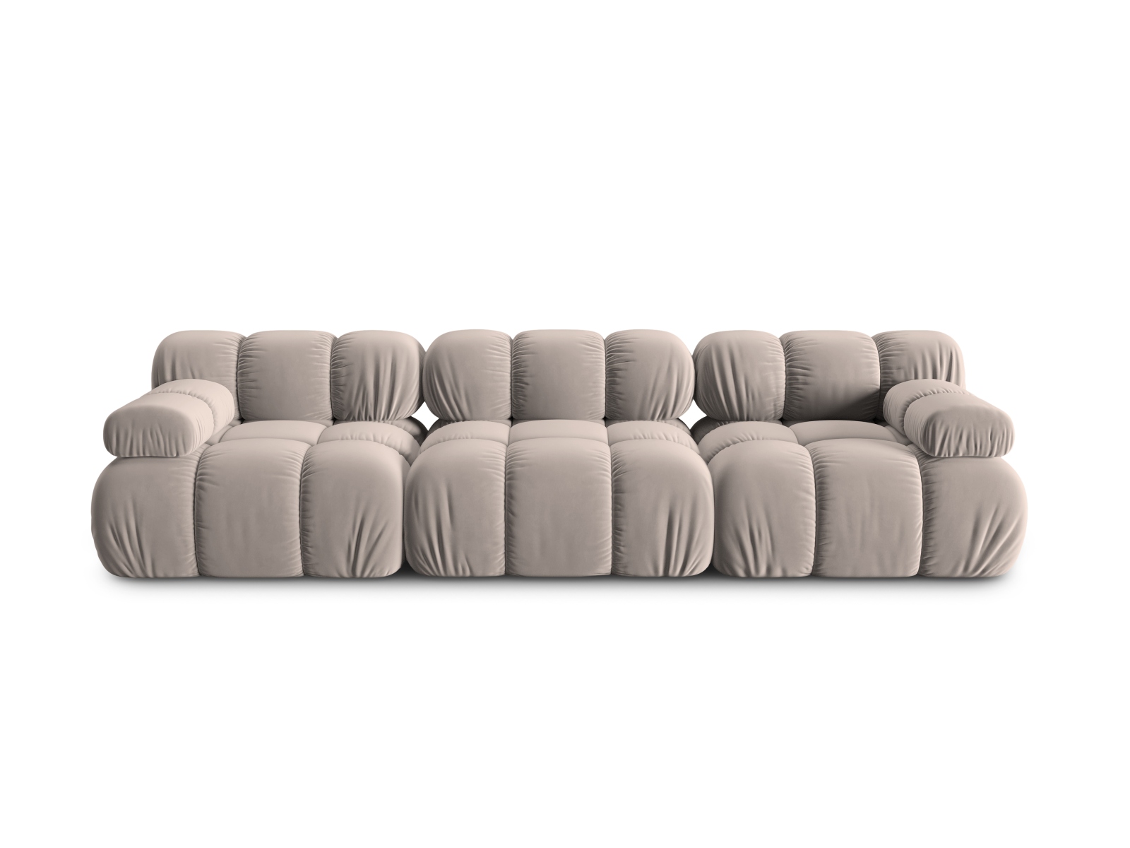 MICADONI Bellis Modul sofa, 3 sæder - beige fløjl og sort plastik