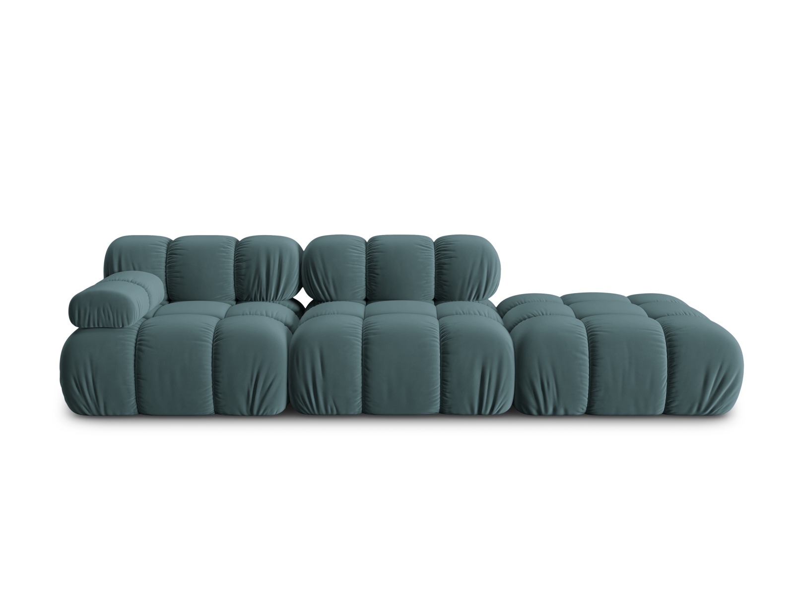 MICADONI Bellis Modul sofa, højre, 4 sæder - blå fløjl og sort plastik