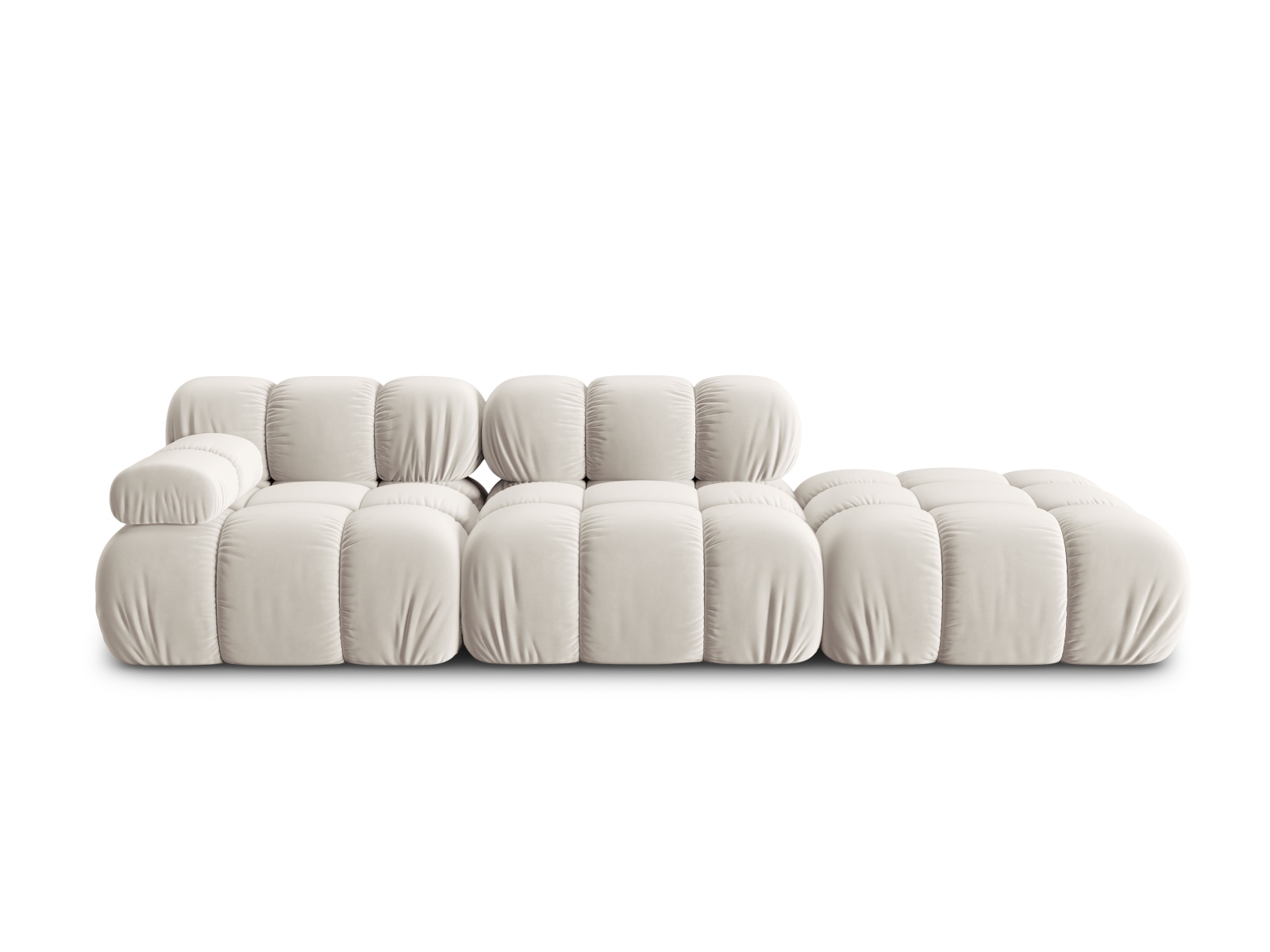 MICADONI Bellis Modul sofa, højre, 4 sæder - beige fløjl og sort plastik