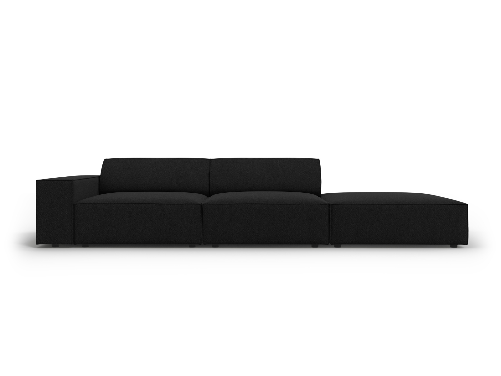 MICADONI Jodie sofa, højre, 3 sæder - sort stof og sort plast