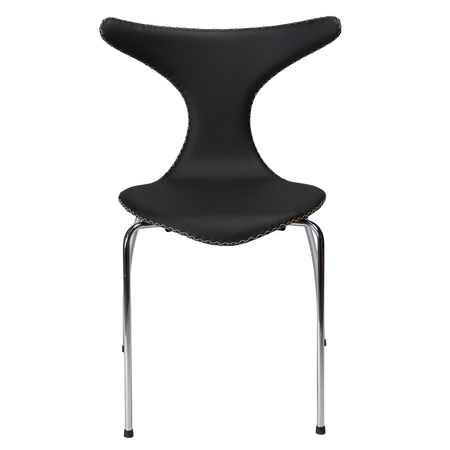 Billede af DAN-FORM Dolphin spisebordsstol - sort læder og krom stål