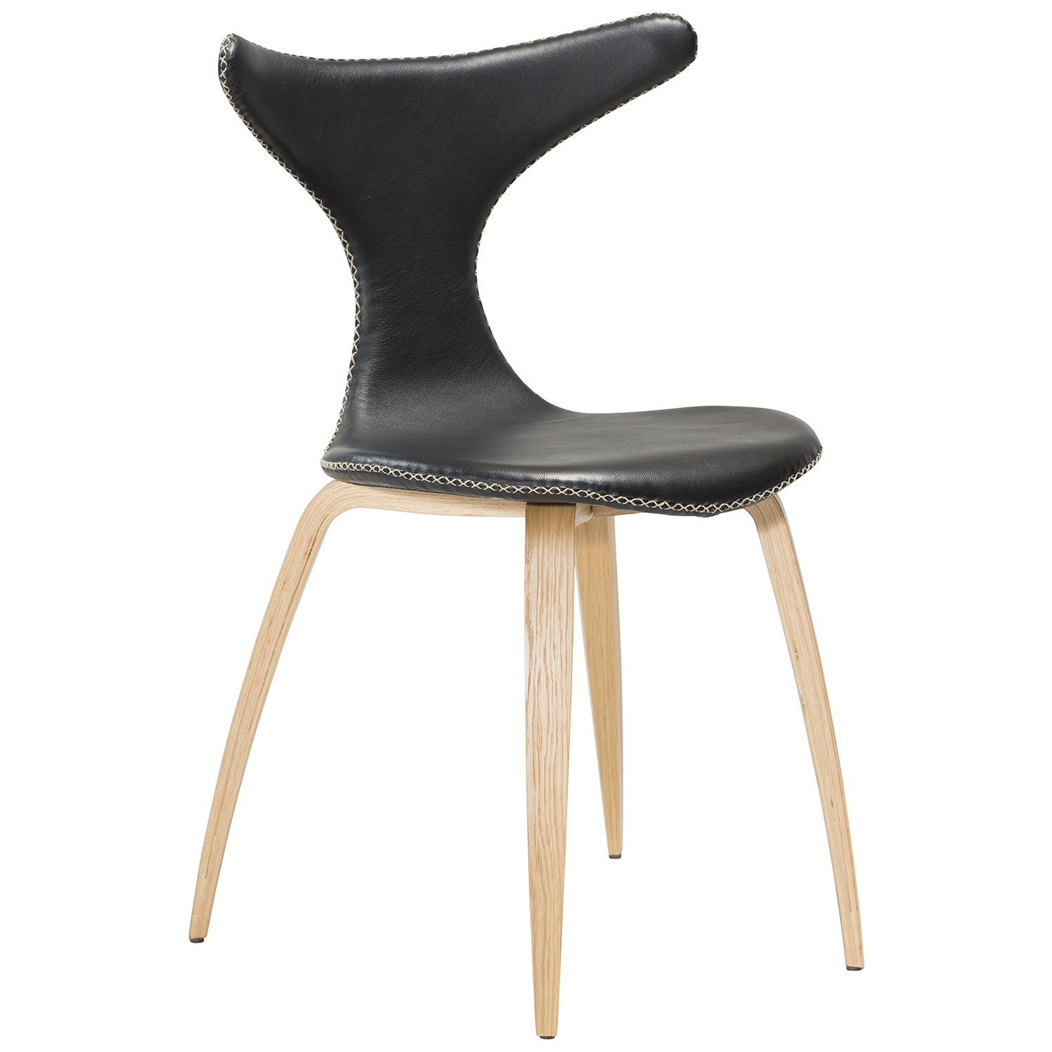 DAN-FORM Dolphin matbordsstol - svart läder och naturlig ek