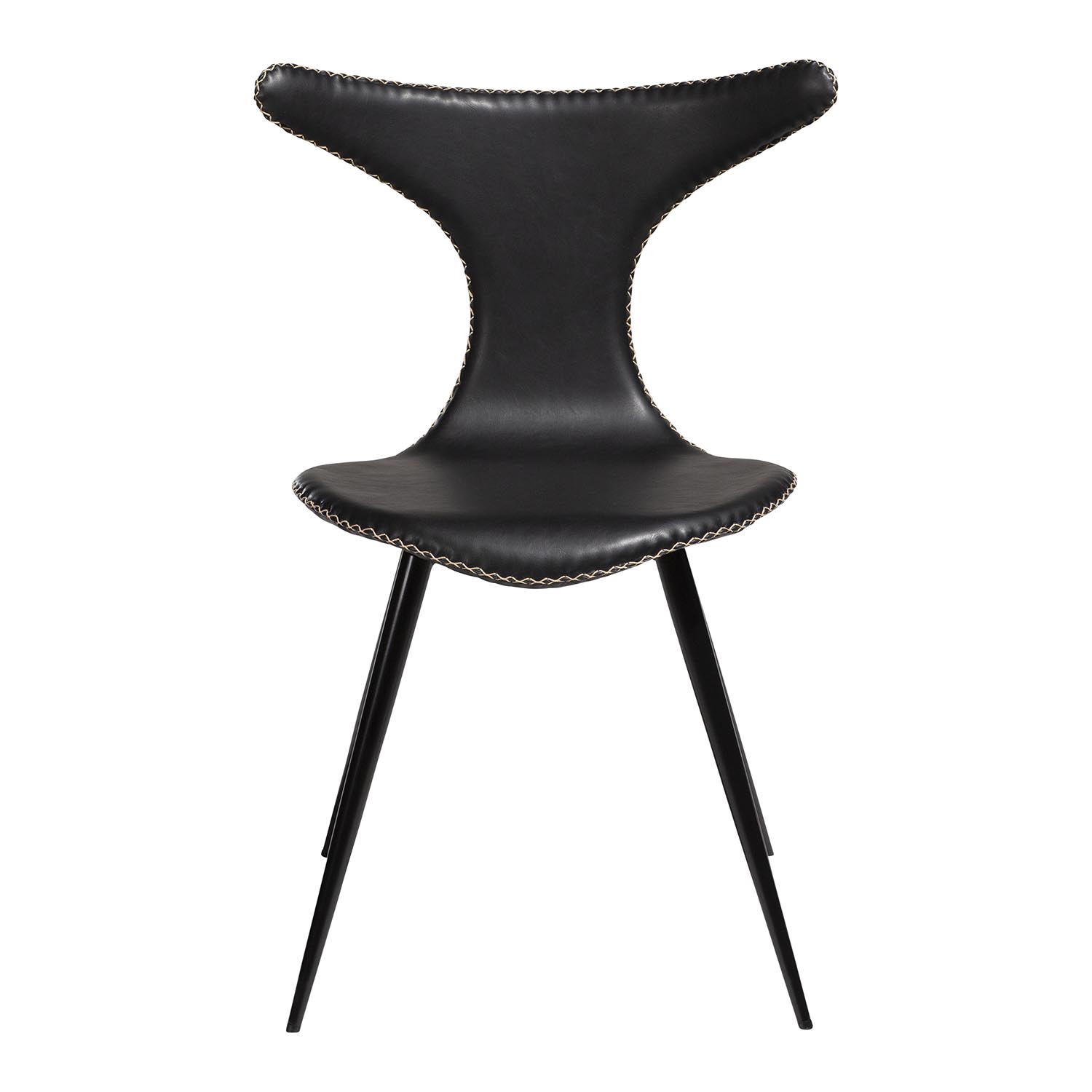 DAN-FORM Dolphin spisebordsstol - vintage sort kunstlæder og sort stål