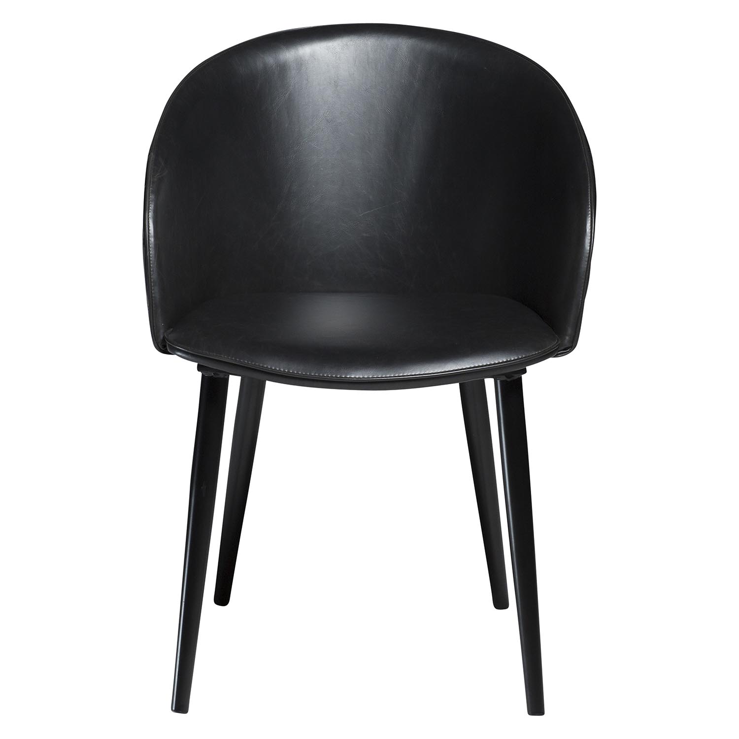 DAN-FORM Dual spisebordsstol, m. armlæn - vintage sort kunstlæder og sort stål
