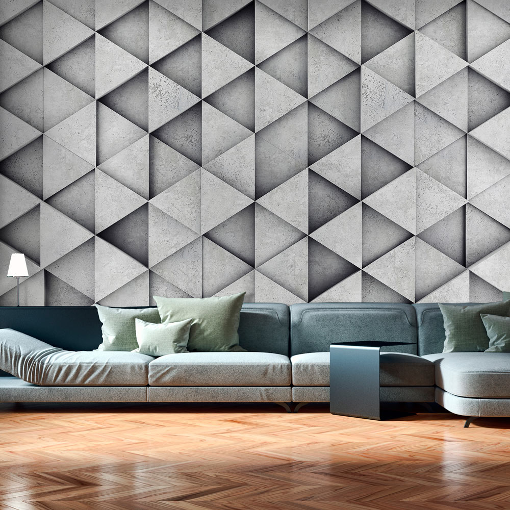 ARTGEIST Fototapet - Grey Triangles, grå trekanter (flere størrelser)  100x70
