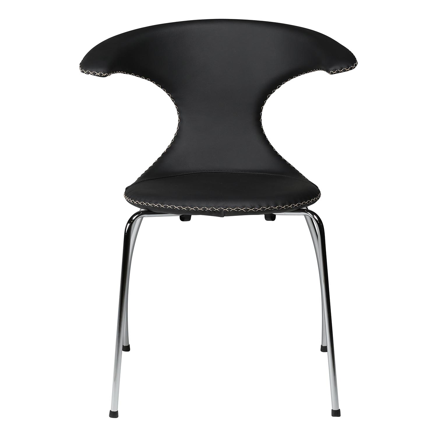 DAN-FORM Flair spisebordsstol - sort læder og krom stål