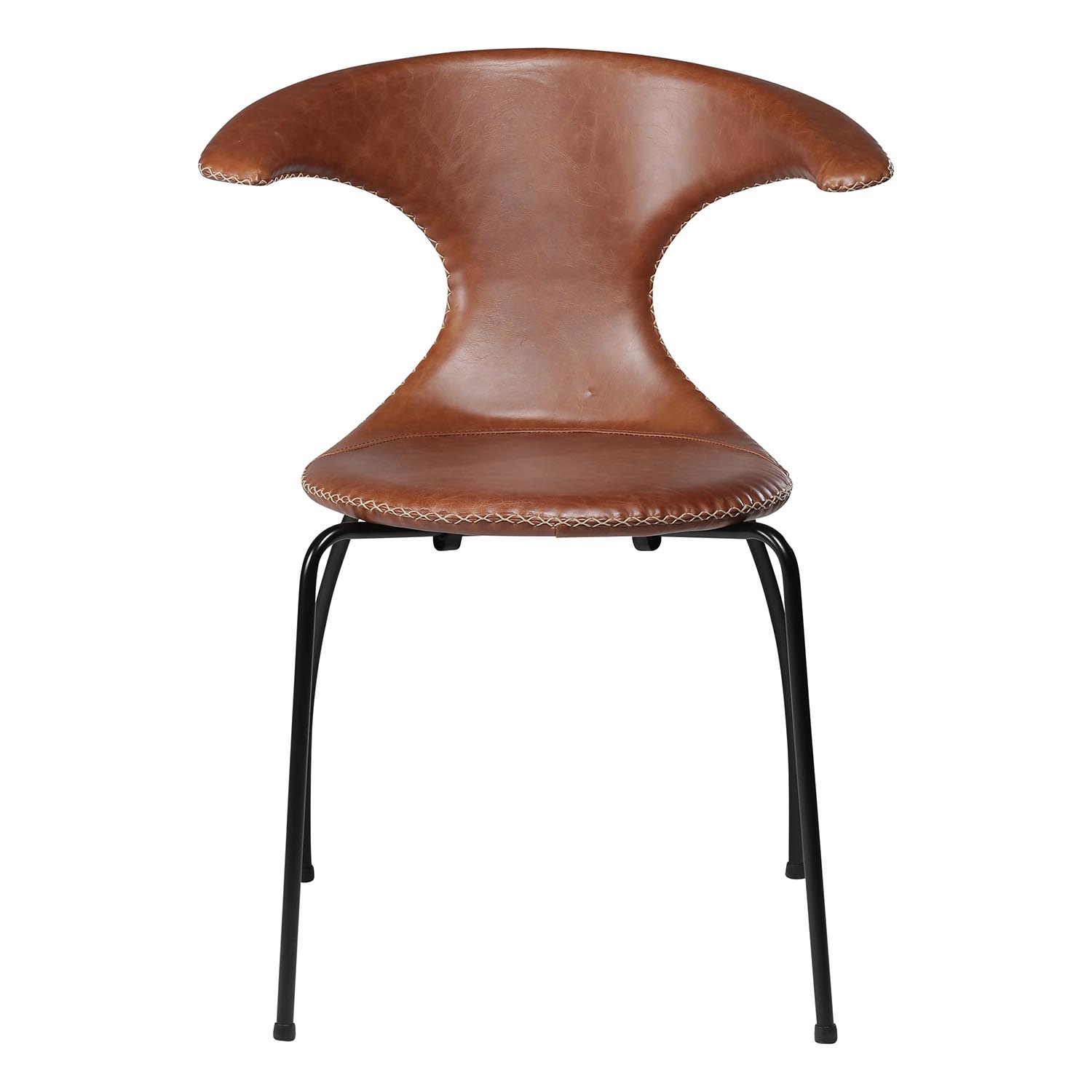 Billede af DAN-FORM Flair spisebordsstol - lysebrun læder og sort stål