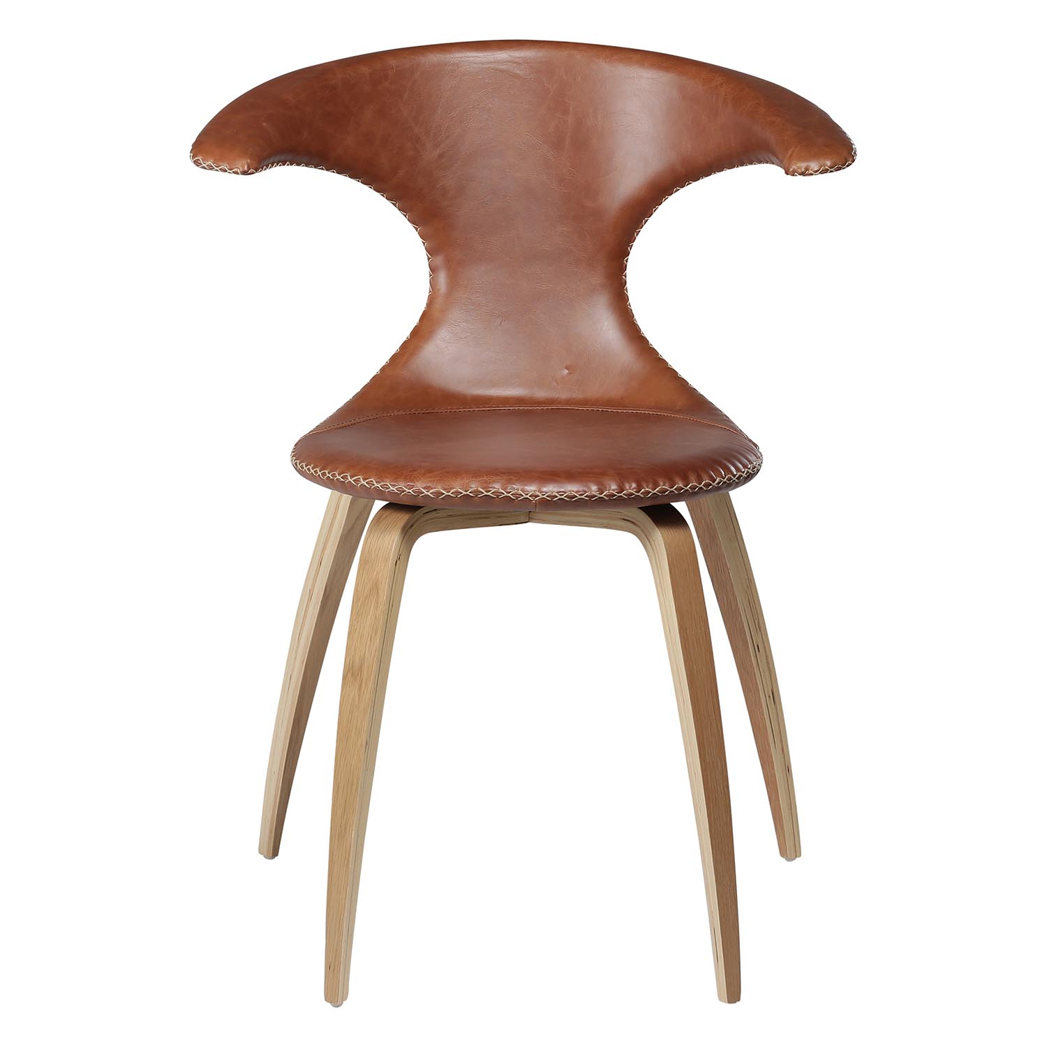 DAN-FORM Flair spisebordsstol - lysebrun læder og natur egetræ